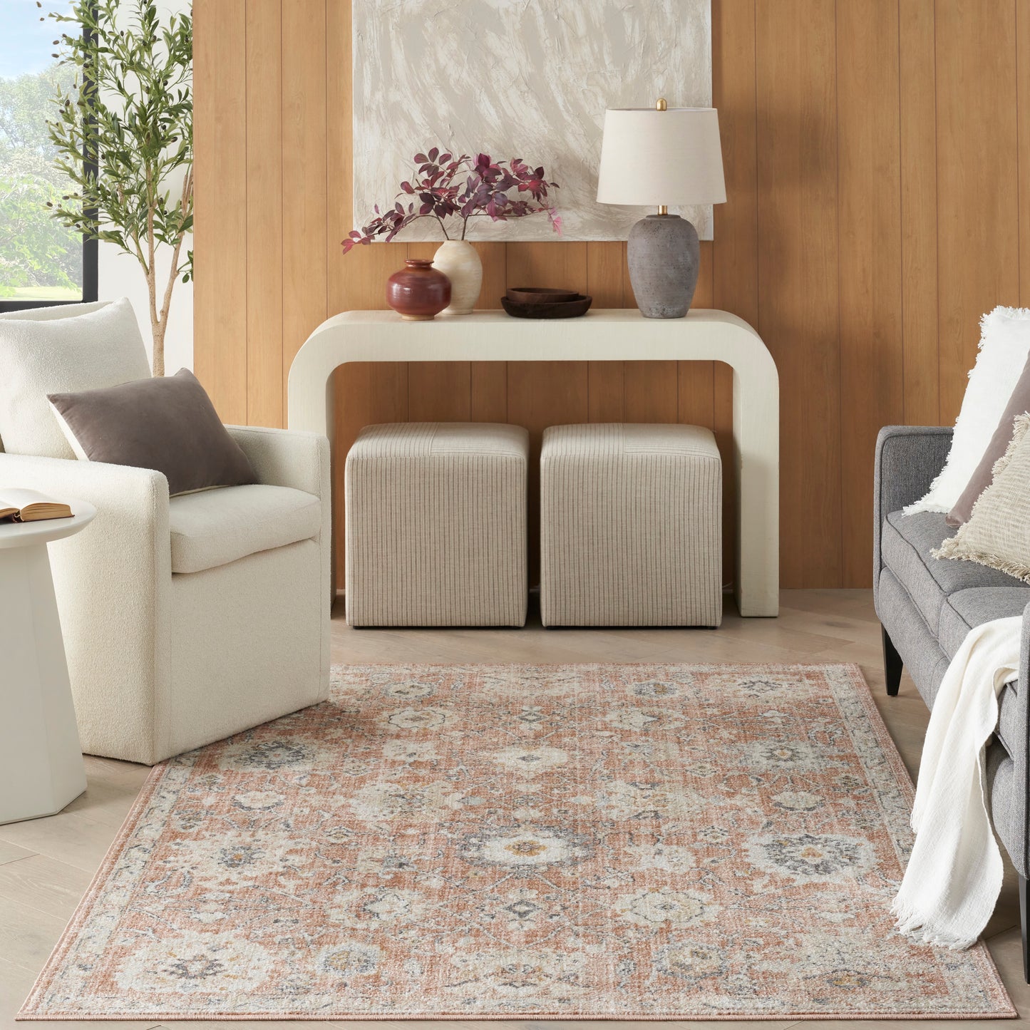 Nourison Oushak Home 4'1" x 5'11" Rust Vintage Indoor Rug