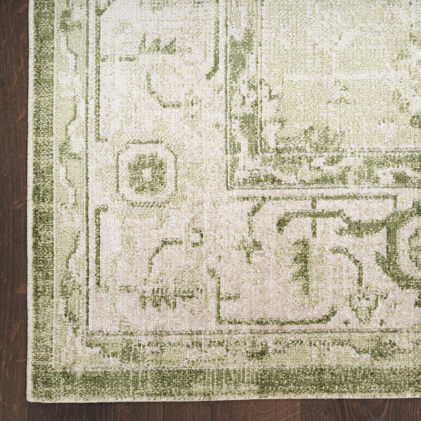 Nourison Astra Machine Washable 9' x 12' Ivory Green Vintage Indoor Rug