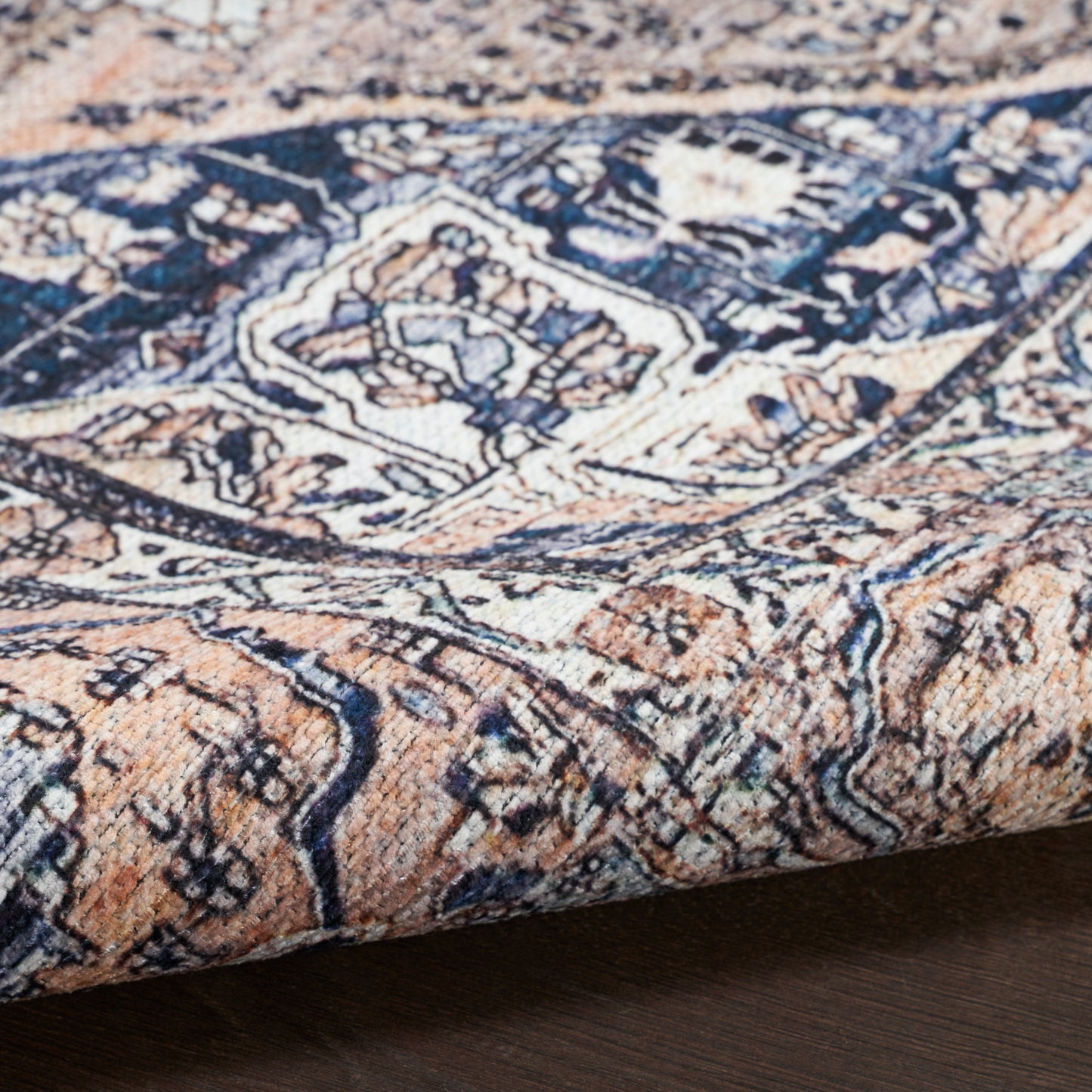 Nourison Grand Washables 2' x 6' Ivory Blue Vintage Indoor Rug