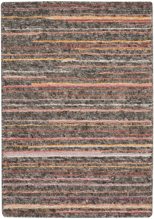 Nourison Plateau 2' x 3' Grey Flame Modern Indoor Rug
