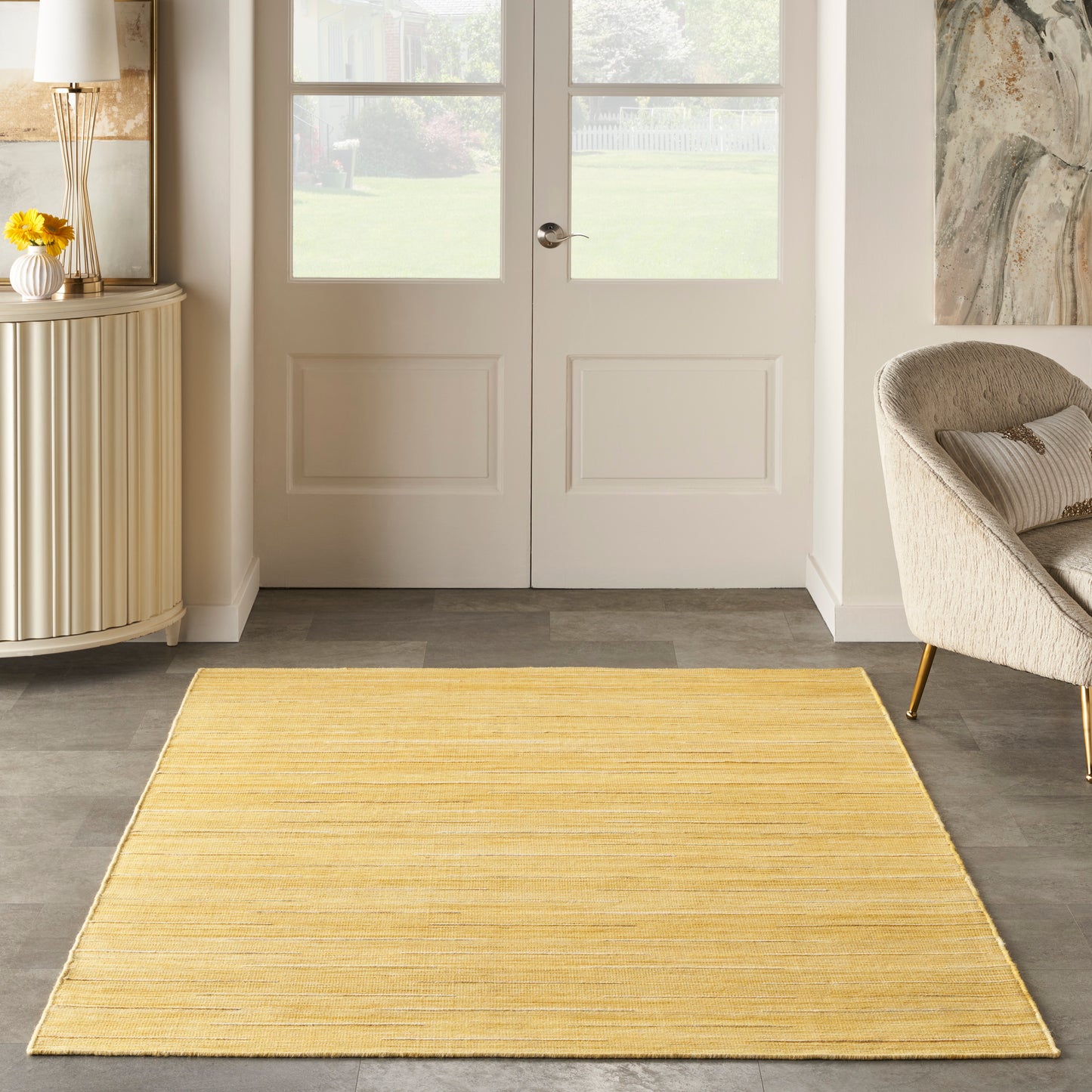 Nourison Interweave 5'3" x 7'3" Yellow Modern Indoor Rug