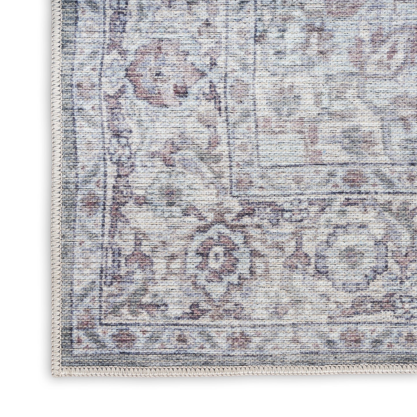 Nicole Curtis Machine Washable Series 1 2'2" x 10' Ivory Grey Vintage Indoor Rug