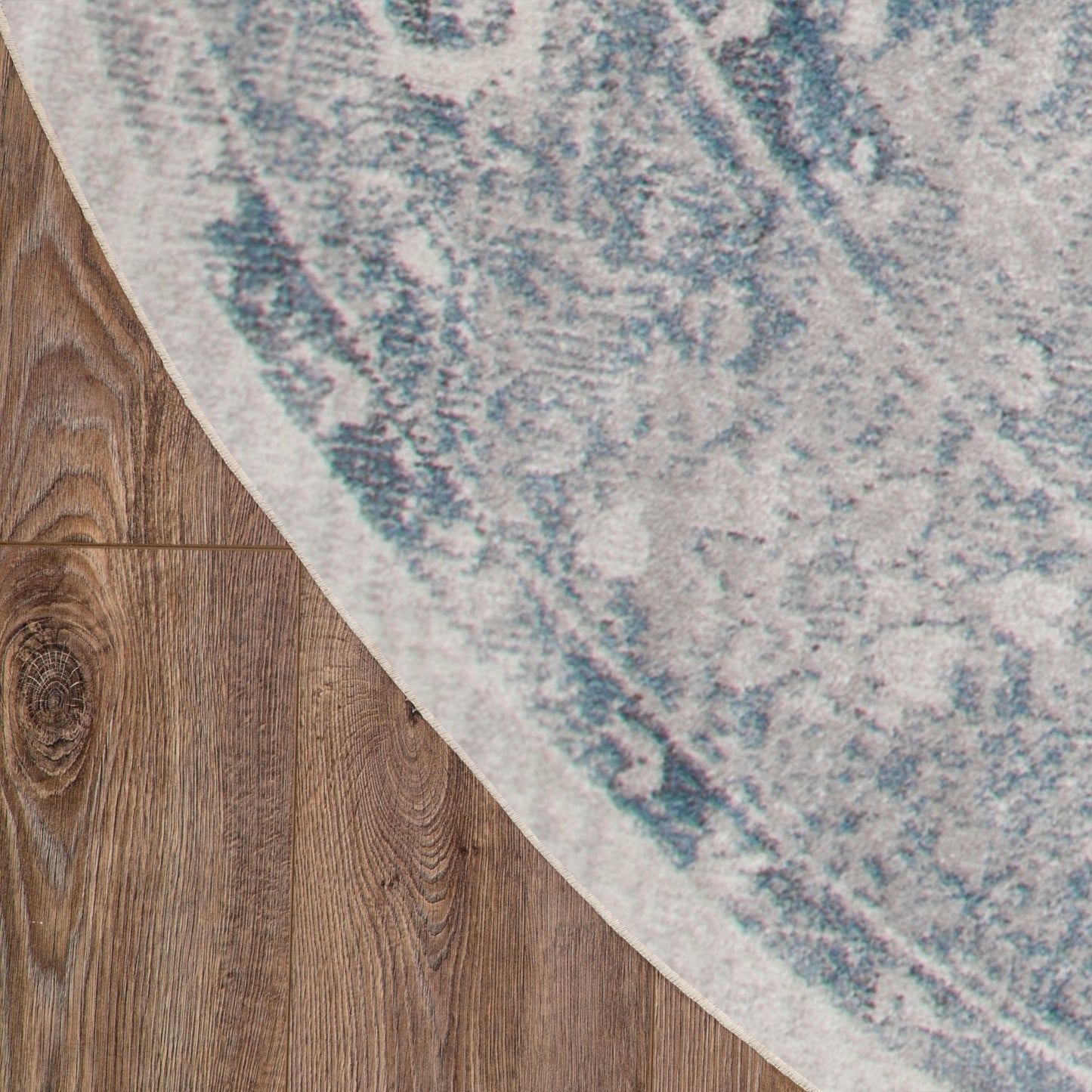 Nourison Astra Machine Washable 7'10" x Round Blue Ivory Vintage Indoor Rug