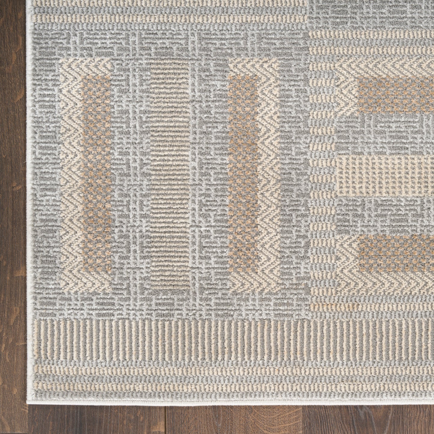 Nourison Nordic 2' x 6' Grey Multicolor Modern Indoor Rug