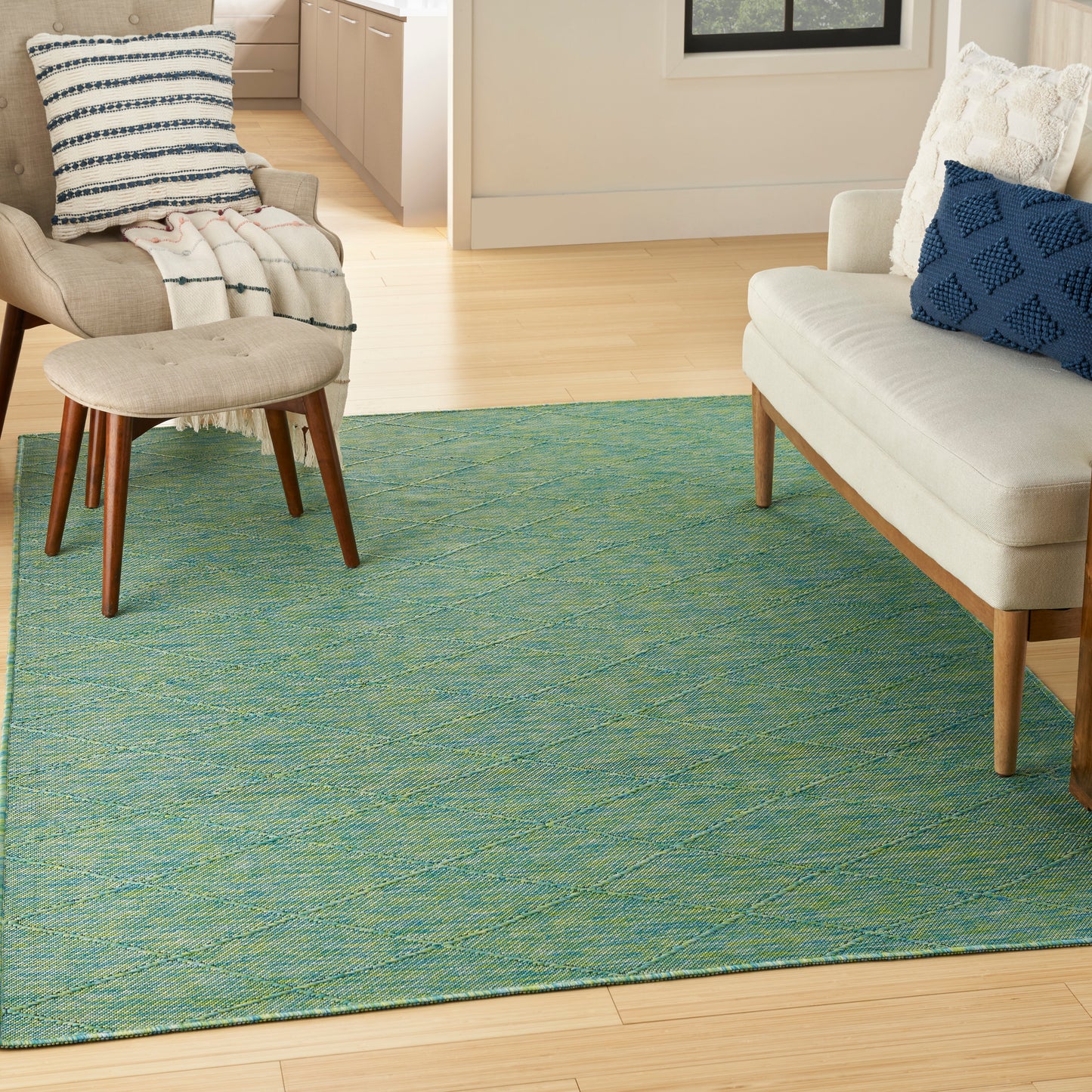 Nourison Washable Solutions 6' x 9' Blue/Green Modern Rug
