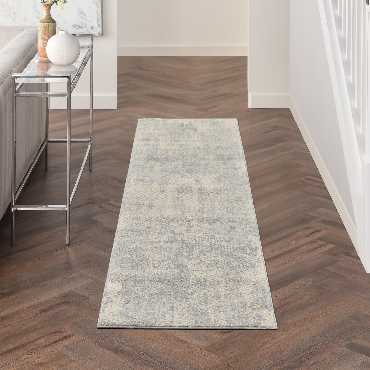 Nourison Exhale 2'2" x 7'6" Light Grey Modern Indoor Rug
