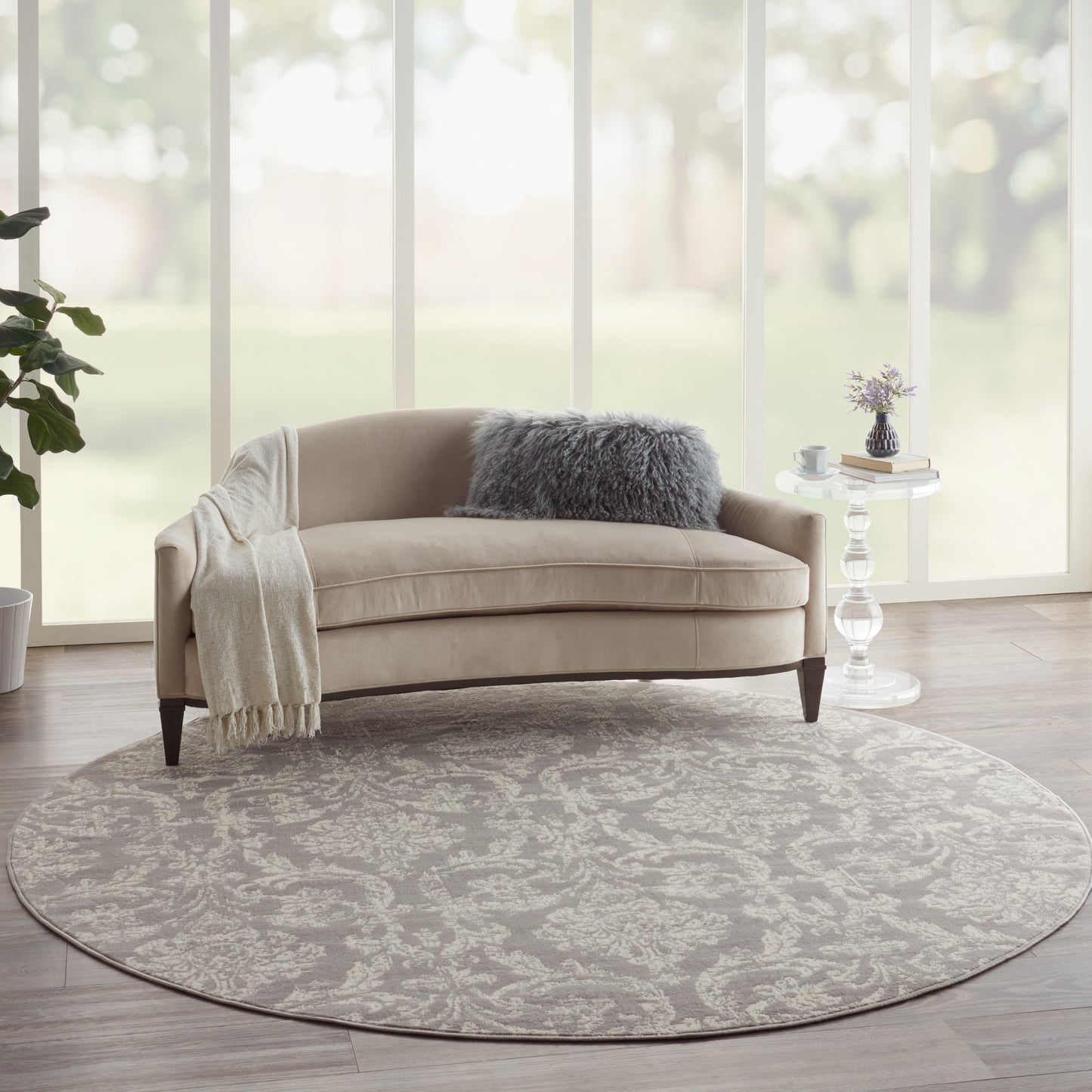 Nourison Jubilant 8' x Round Grey Vintage Indoor Rug