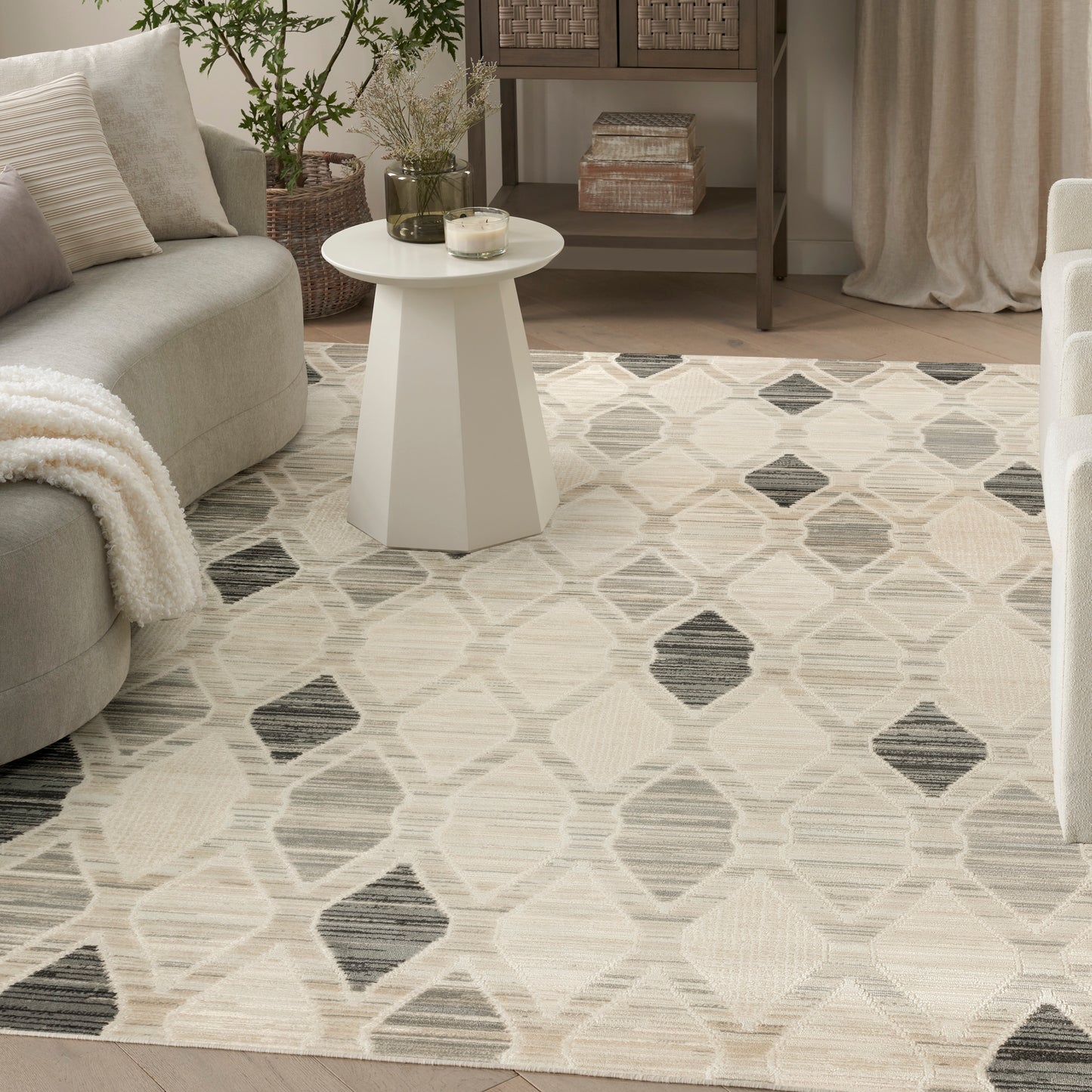 Nourison Serenity Home 7'10" x 9'10" Beige Grey Modern Indoor Rug