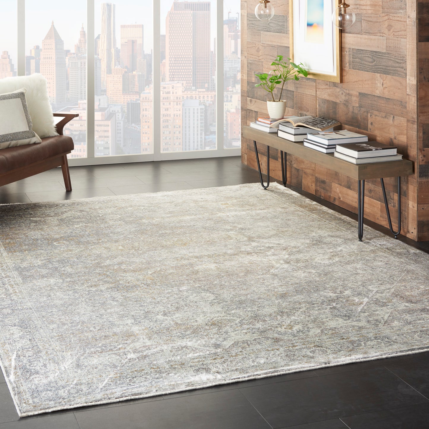 Nourison Starry Nights 9'10" x 12'6" Silver/Cream Vintage Indoor Rug