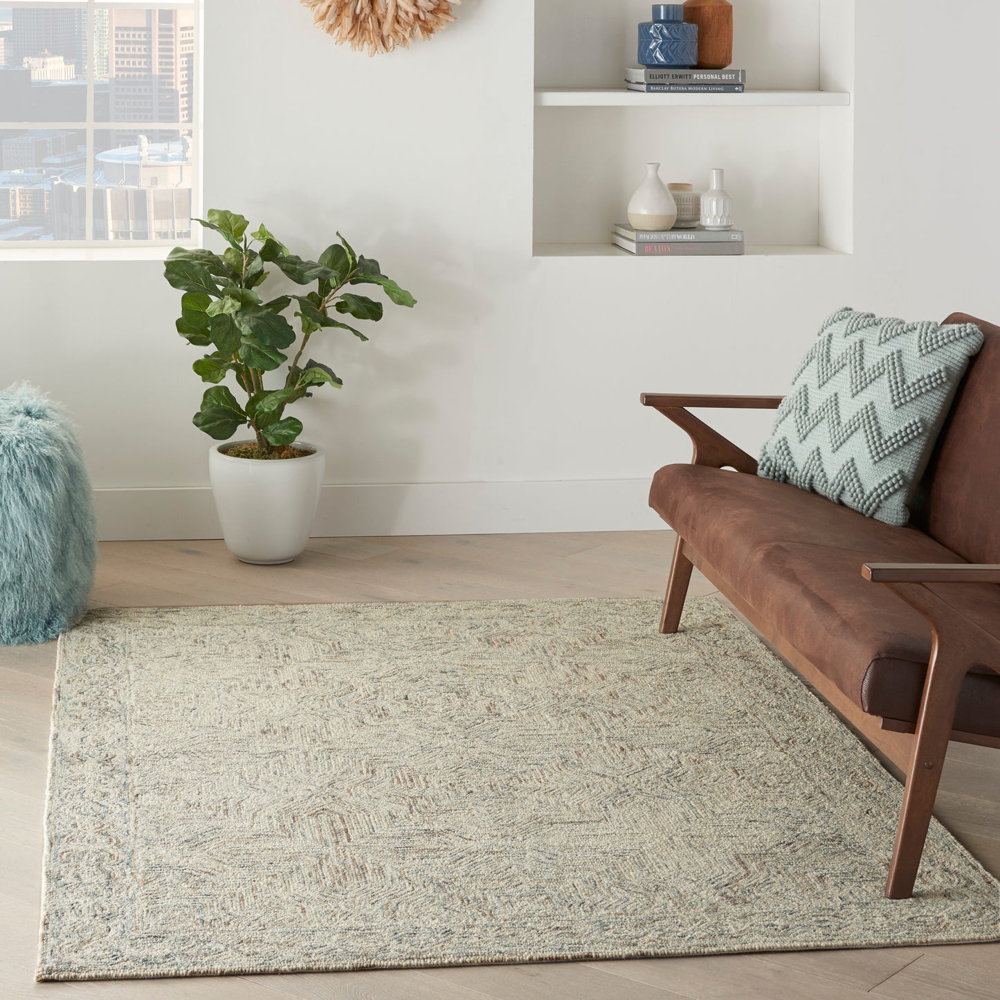 Nourison Interlock 5' x 7'6" Blue Ivory Bohemian Indoor Rug