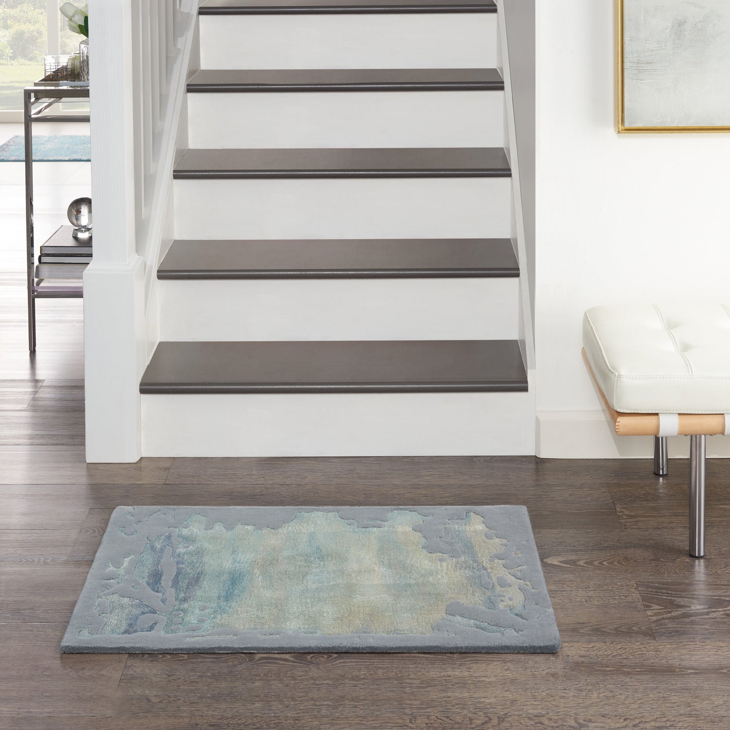 Nourison Prismatic 2' x 3' Seafoam/Silver Modern Indoor Rug