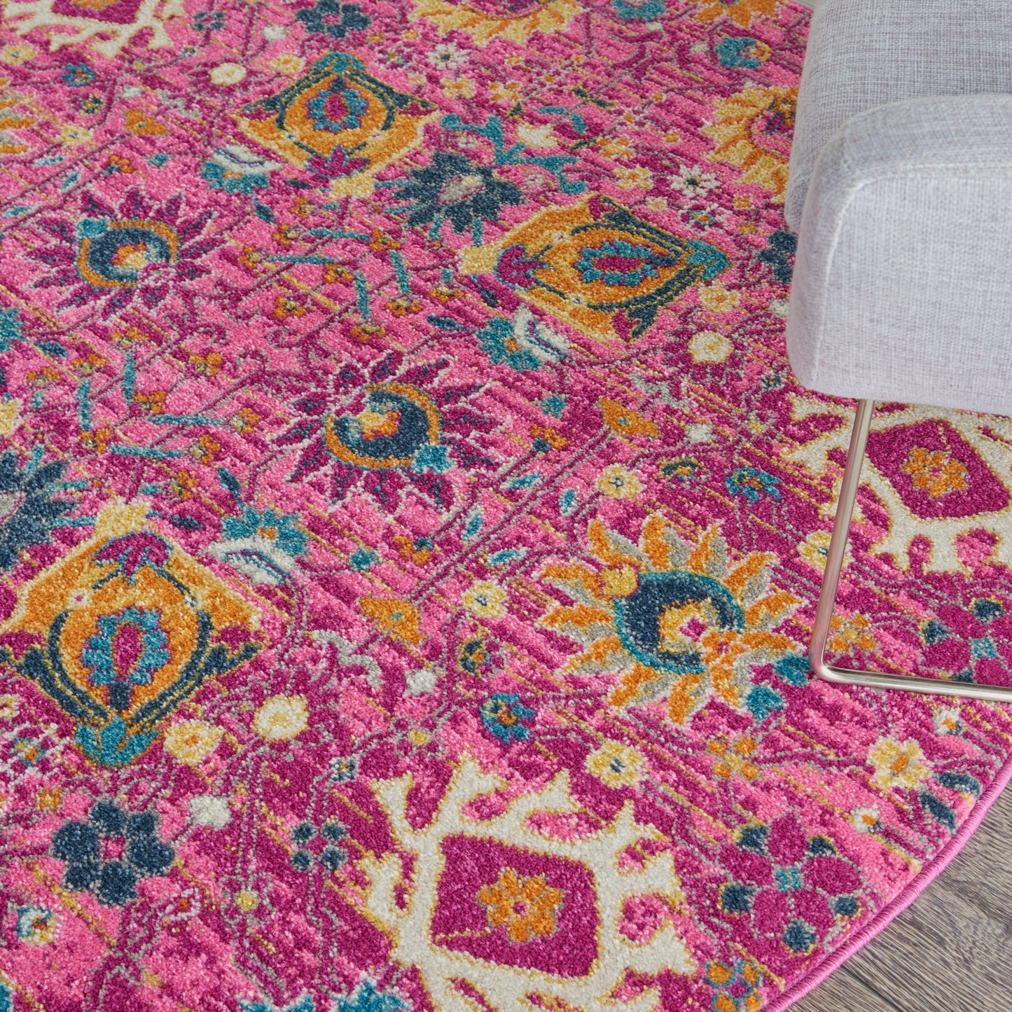 Nourison Passion 5' x Round Fuchsia Bohemian Indoor Rug