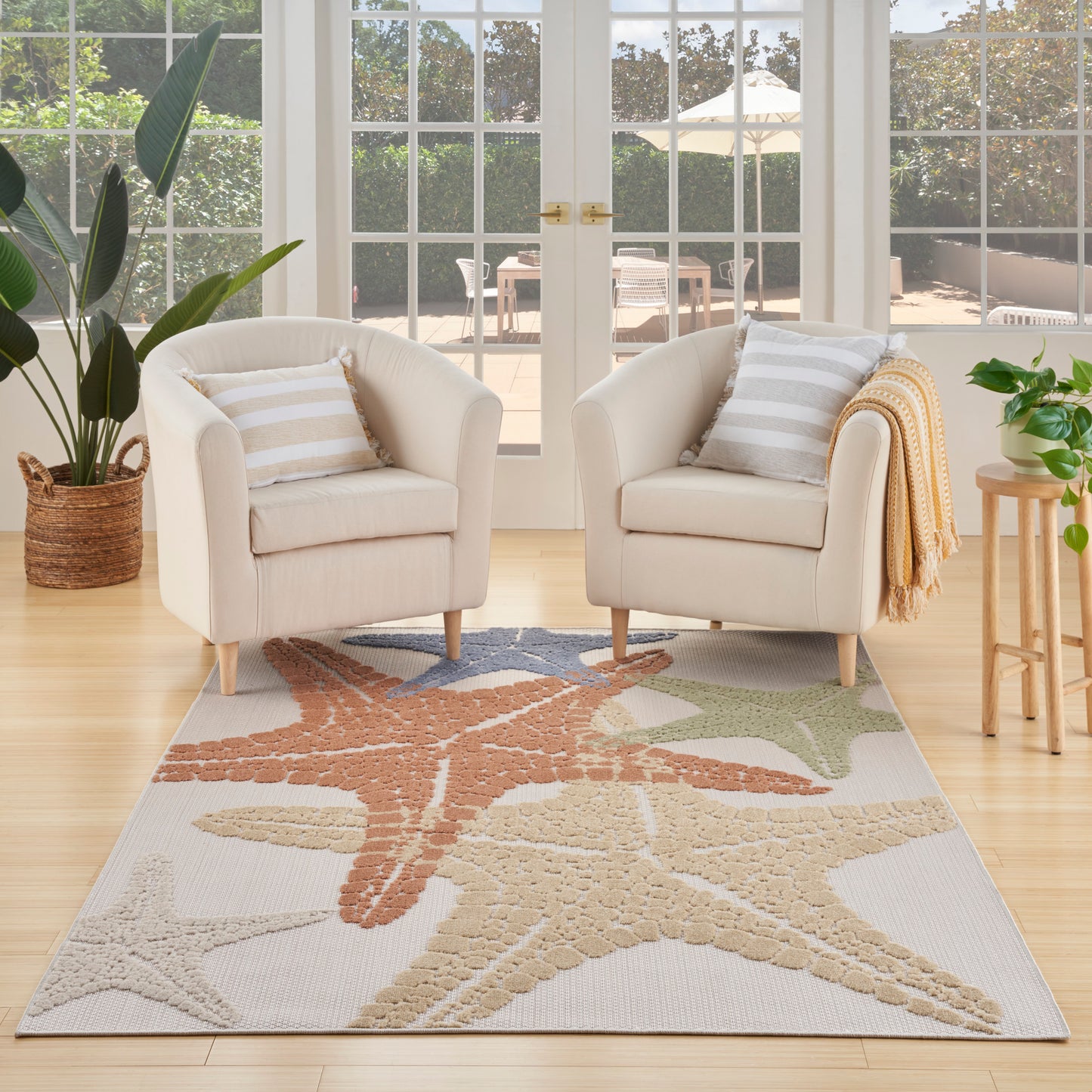 Nourison Aloha 3'6" x 5'6" Ivory Multicolor Outdoor Rug