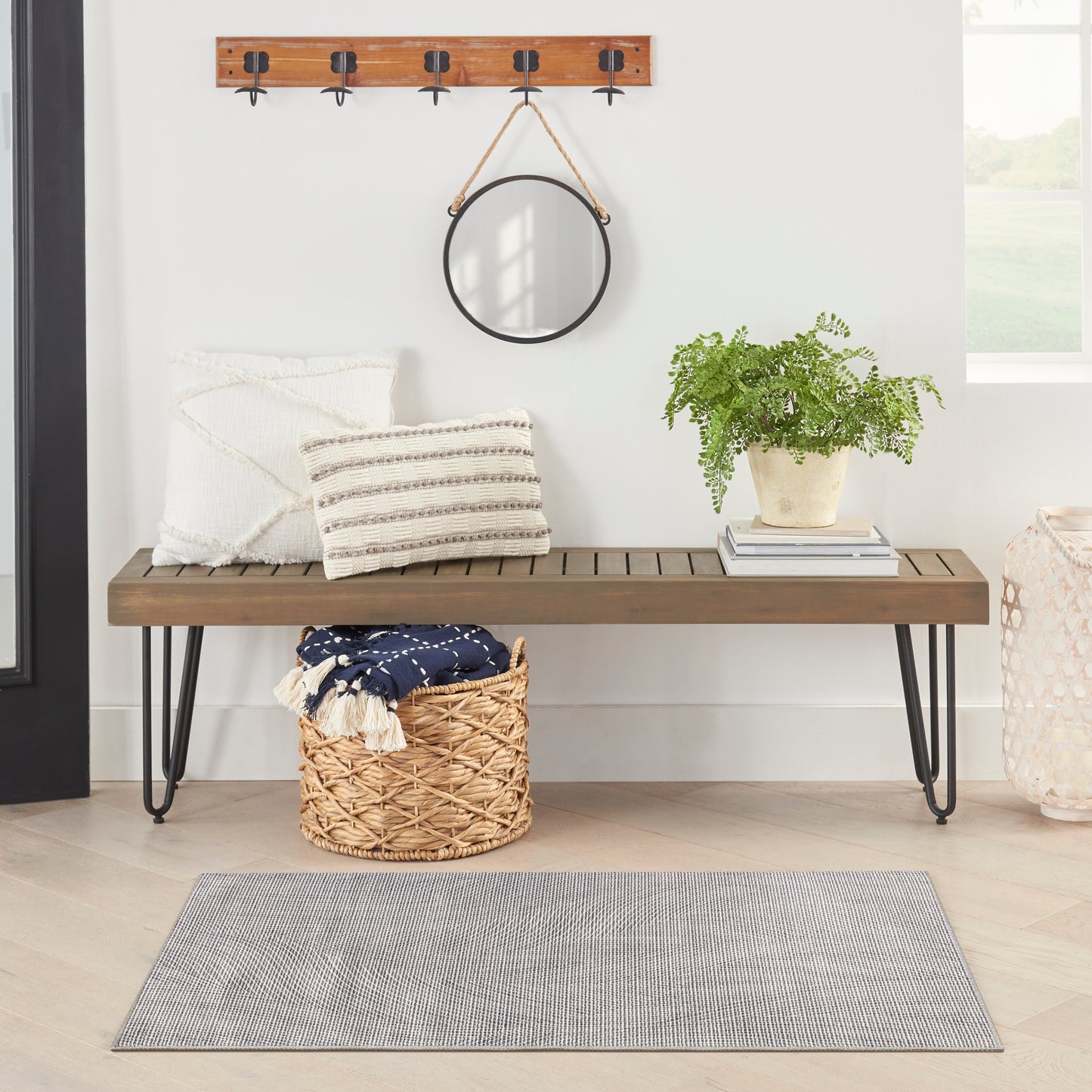Nourison Nourison Washables 3' x 5' Ivory Grey Modern Indoor Rug