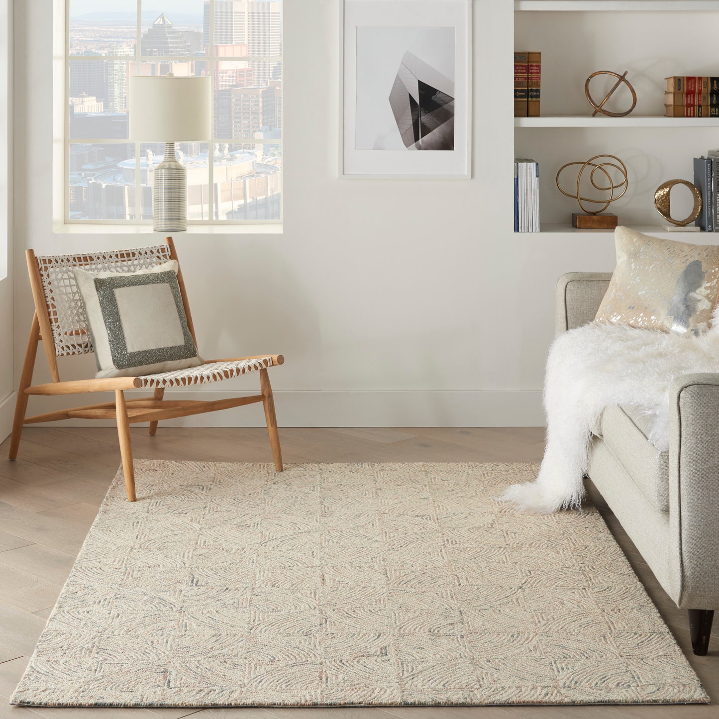 Nourison Interlock 3'9" x 5'9" Ivory/Multi Modern Indoor Rug