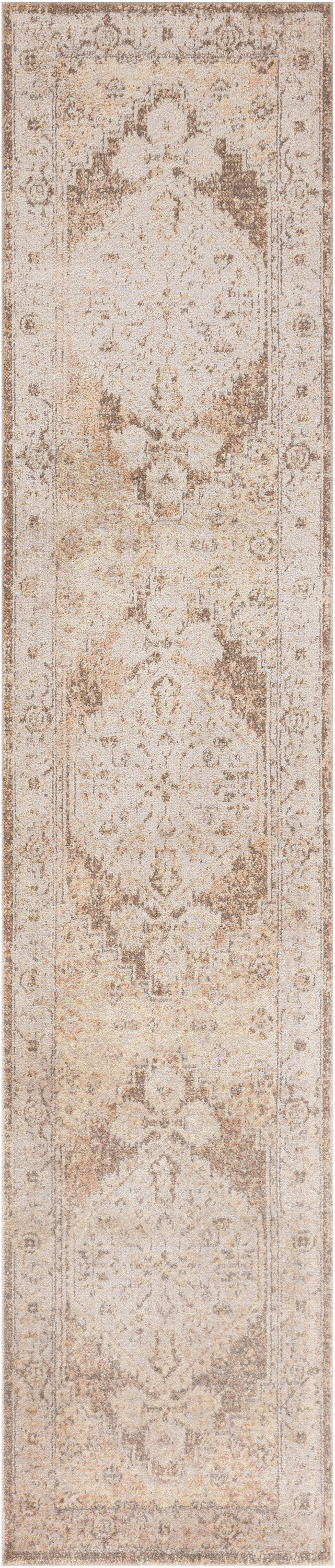Nourison Astra Machine Washable 2'2" x 8' Beige Vintage Indoor Rug