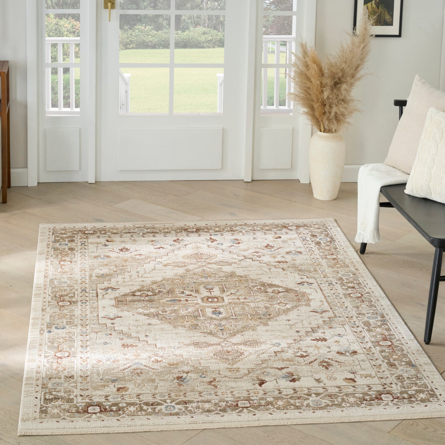 Nourison Pardis 5'3" x 7' Ivory Taupe Vintage Indoor Rug
