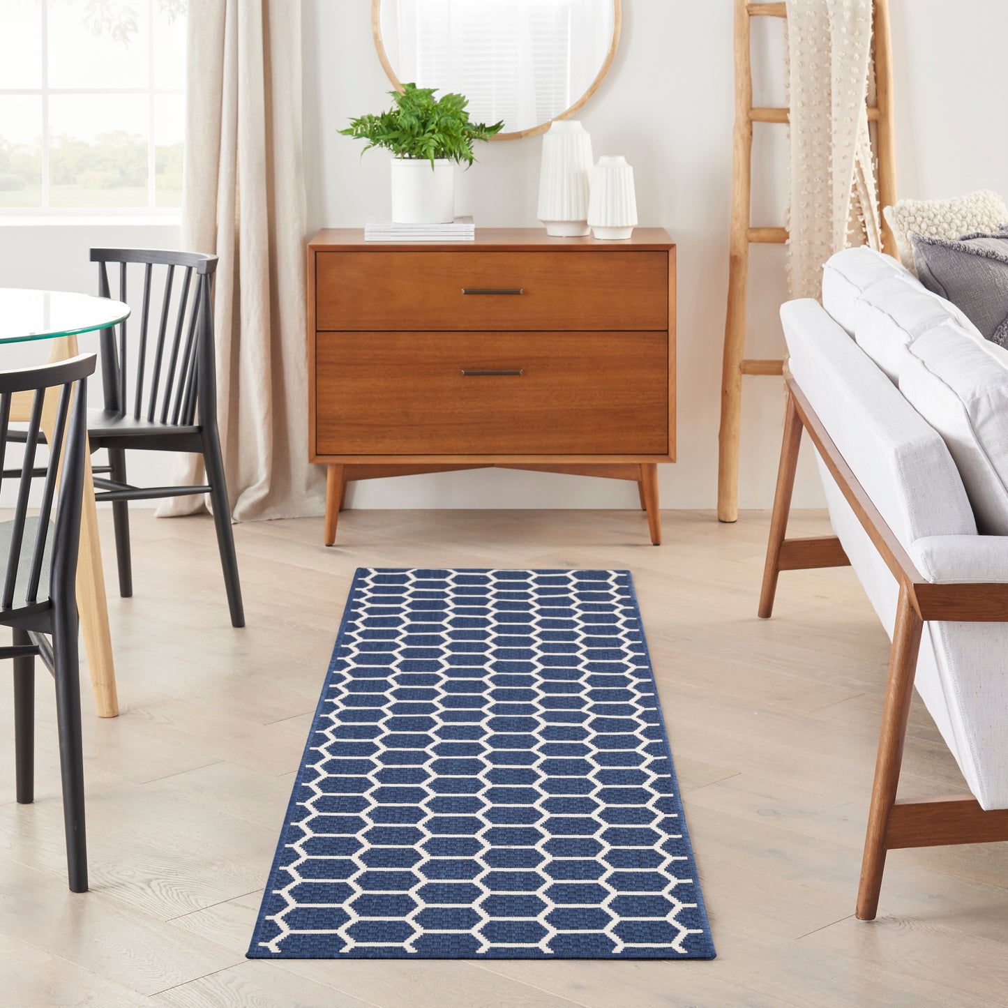 Nourison Twist Reversible 2'2" x 8' Navy Modern Rug