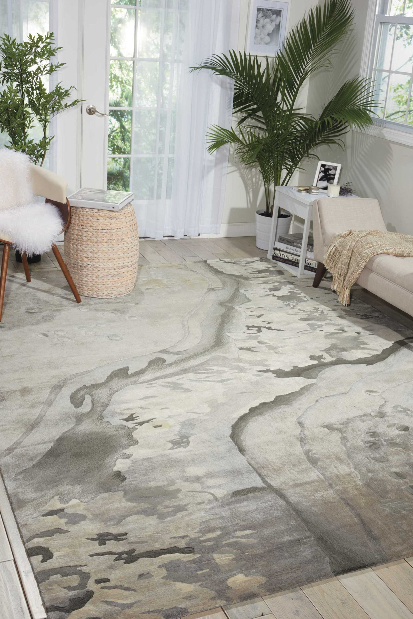 Nourison Prismatic 3'9" x 5'9" Silver Cloud Modern Indoor Rug