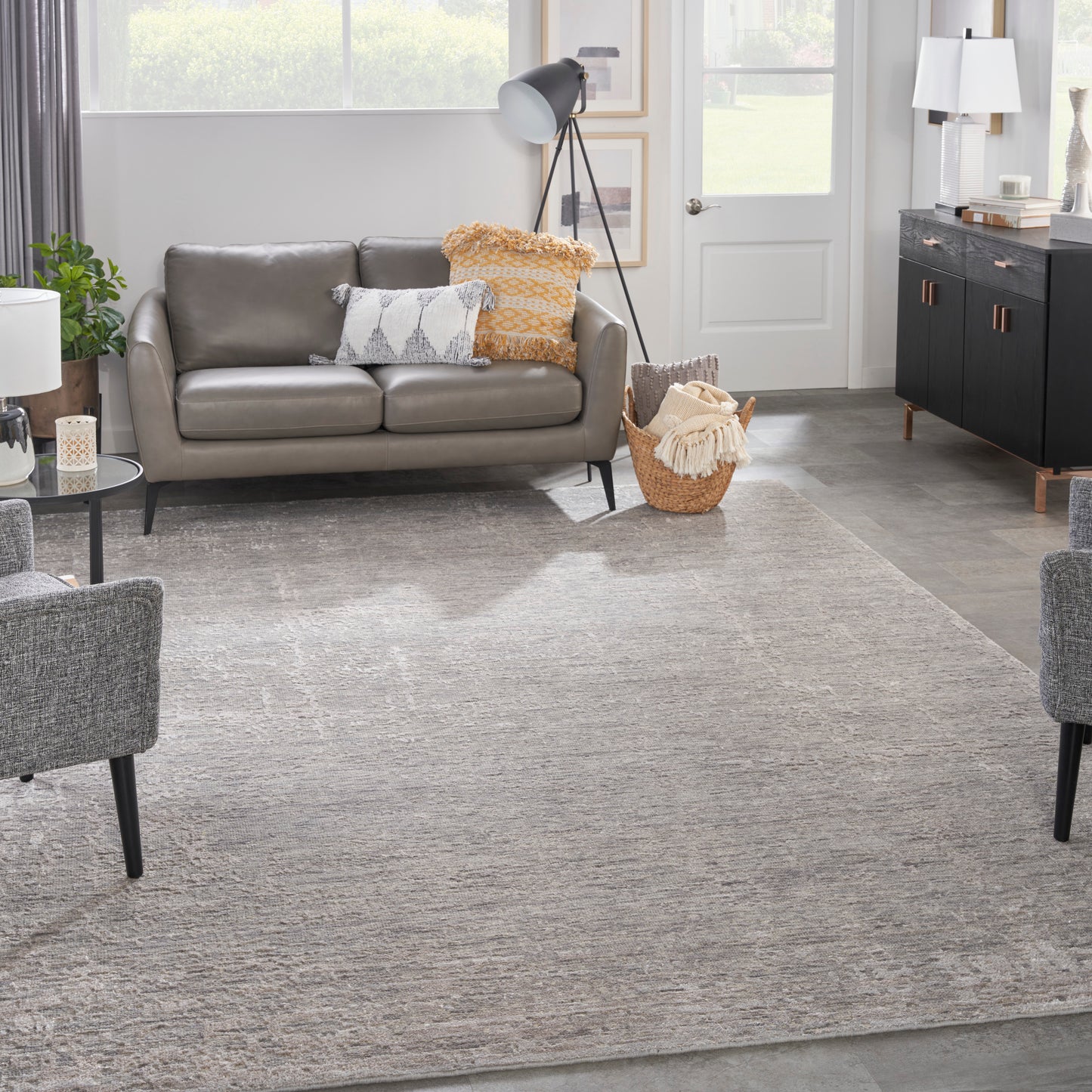 Nourison Luna 9'9" x 13'9" Grey Silver Modern Indoor Rug