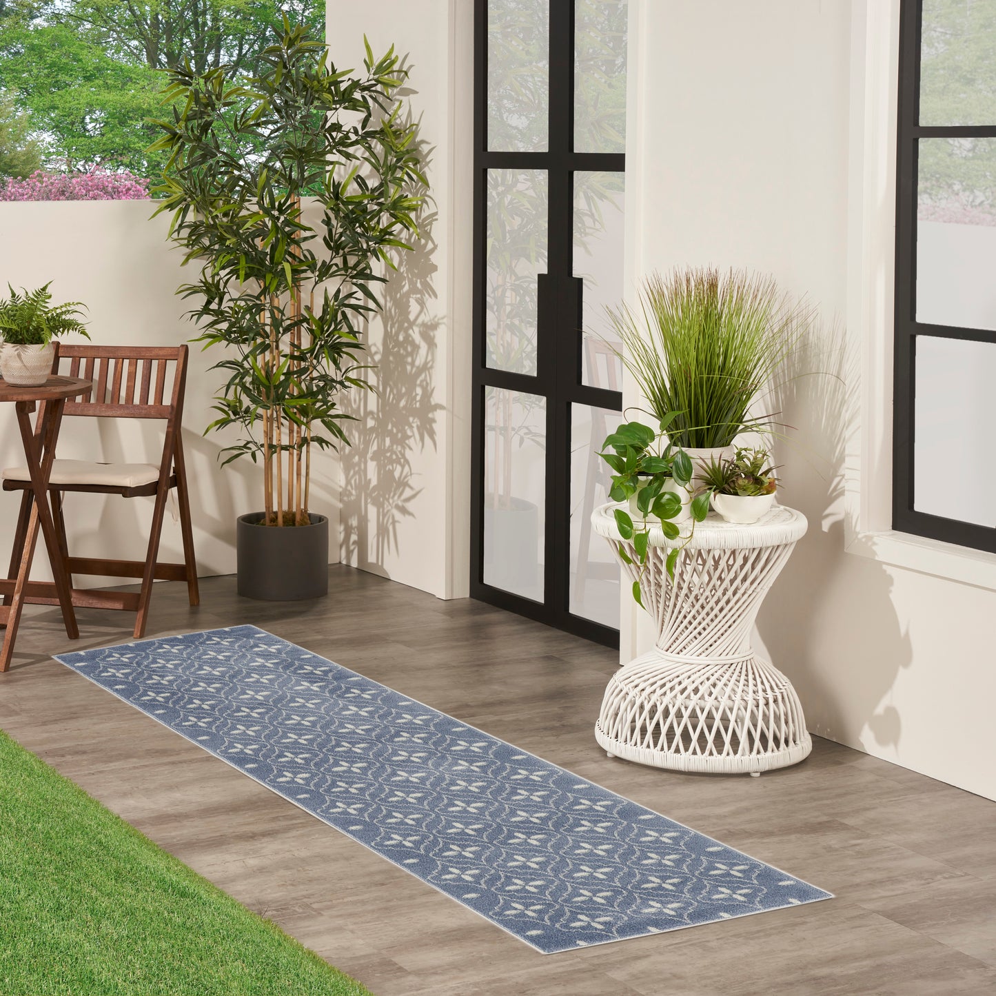 Nourison Nourison Essentials 2'2" x 7'6" Blue Ivory Modern Rug