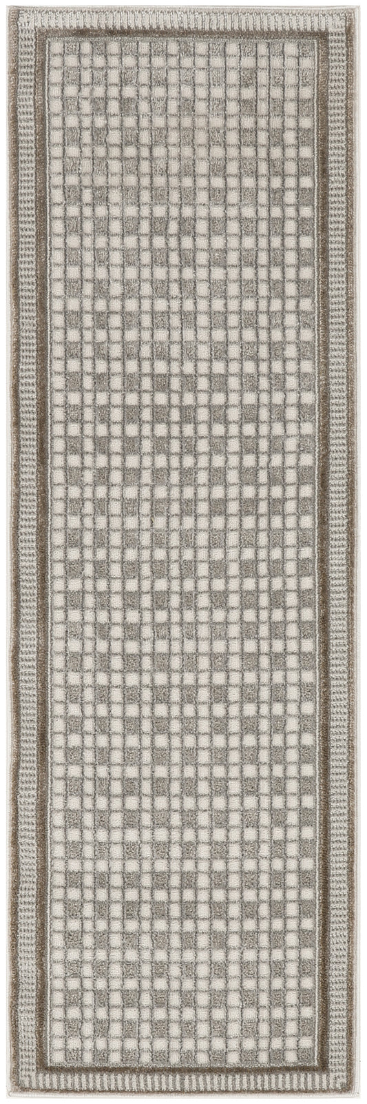 Nourison Nordic 2' x 6' Ivory Grey Modern Indoor Rug