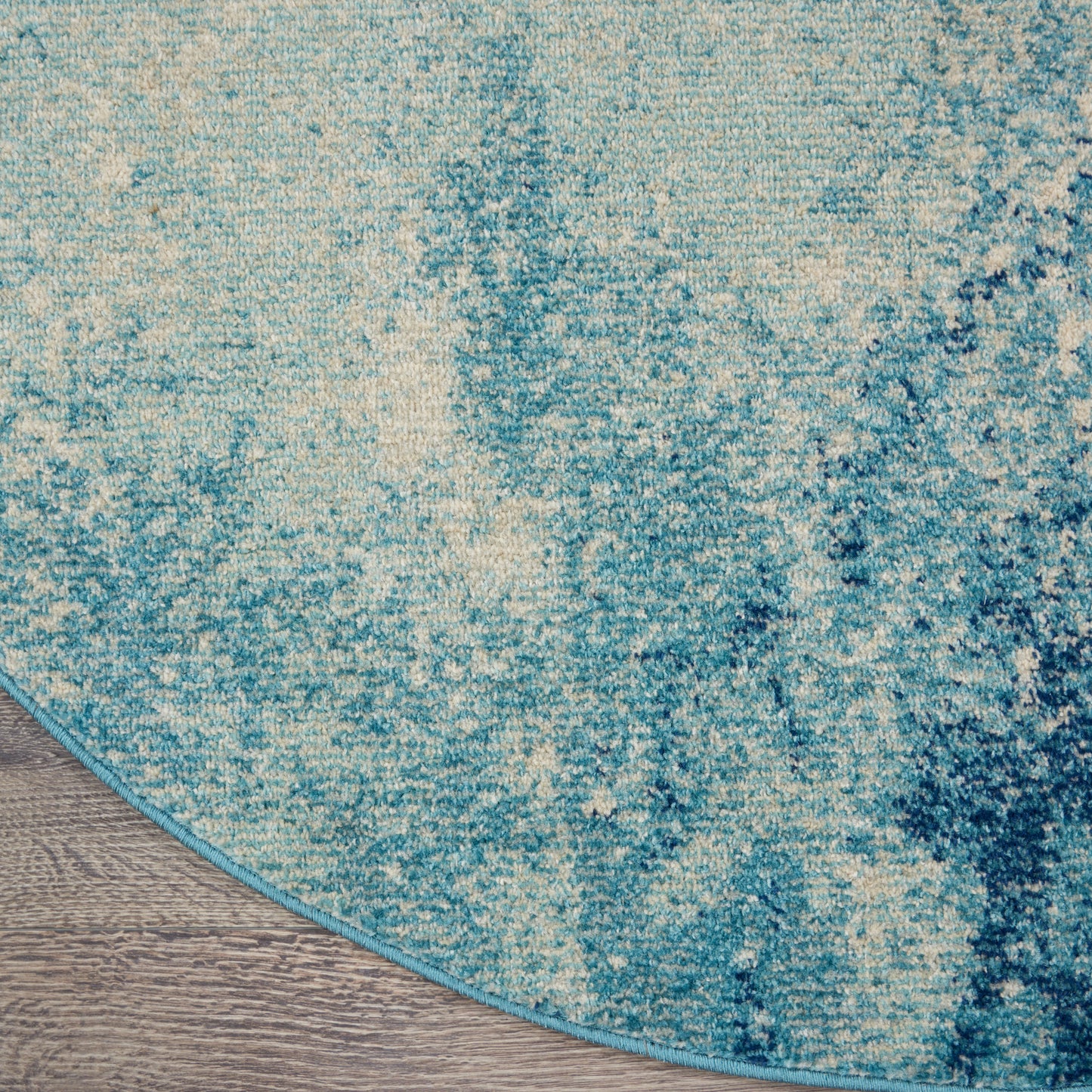 Nourison Passion 4' x Round Navy Light Blue Modern Indoor Rug