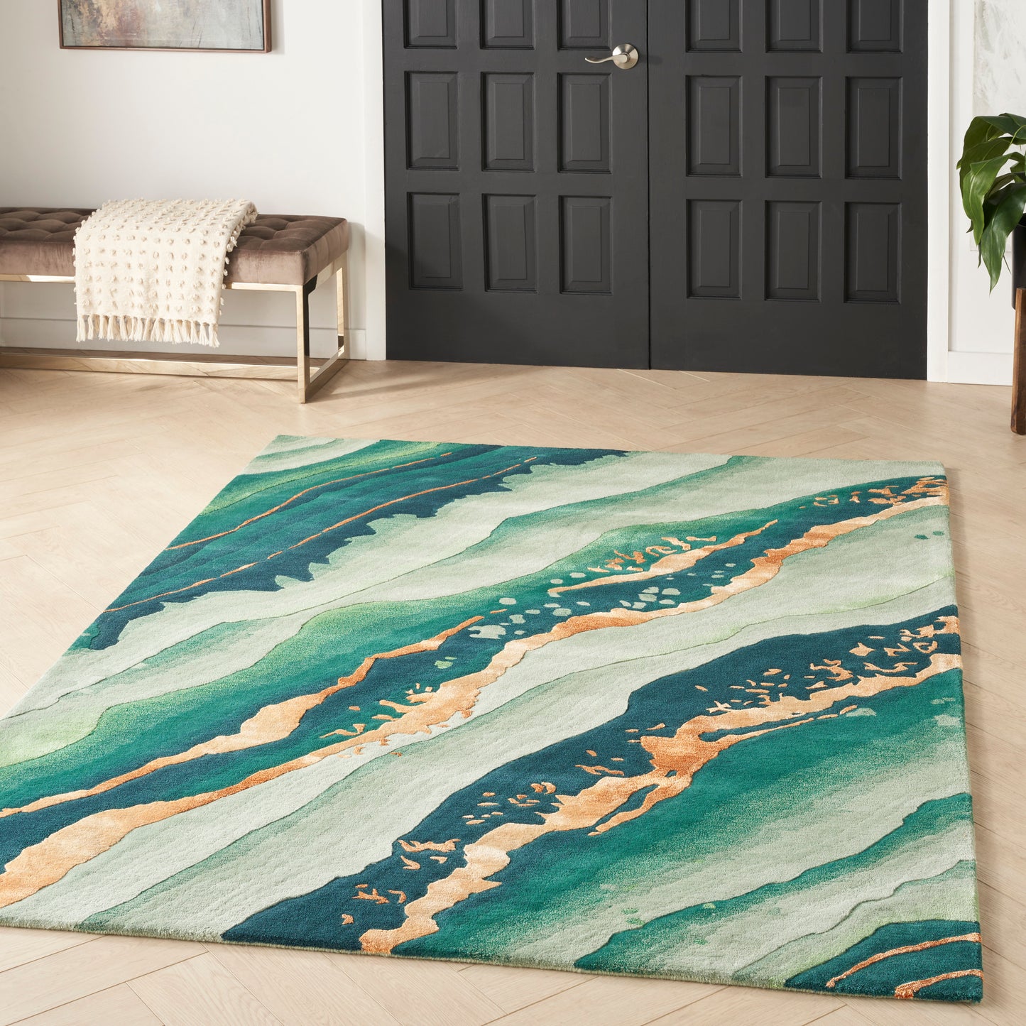 Nourison Prismatic 5'6" x 7'5" Emerald Modern Indoor Rug