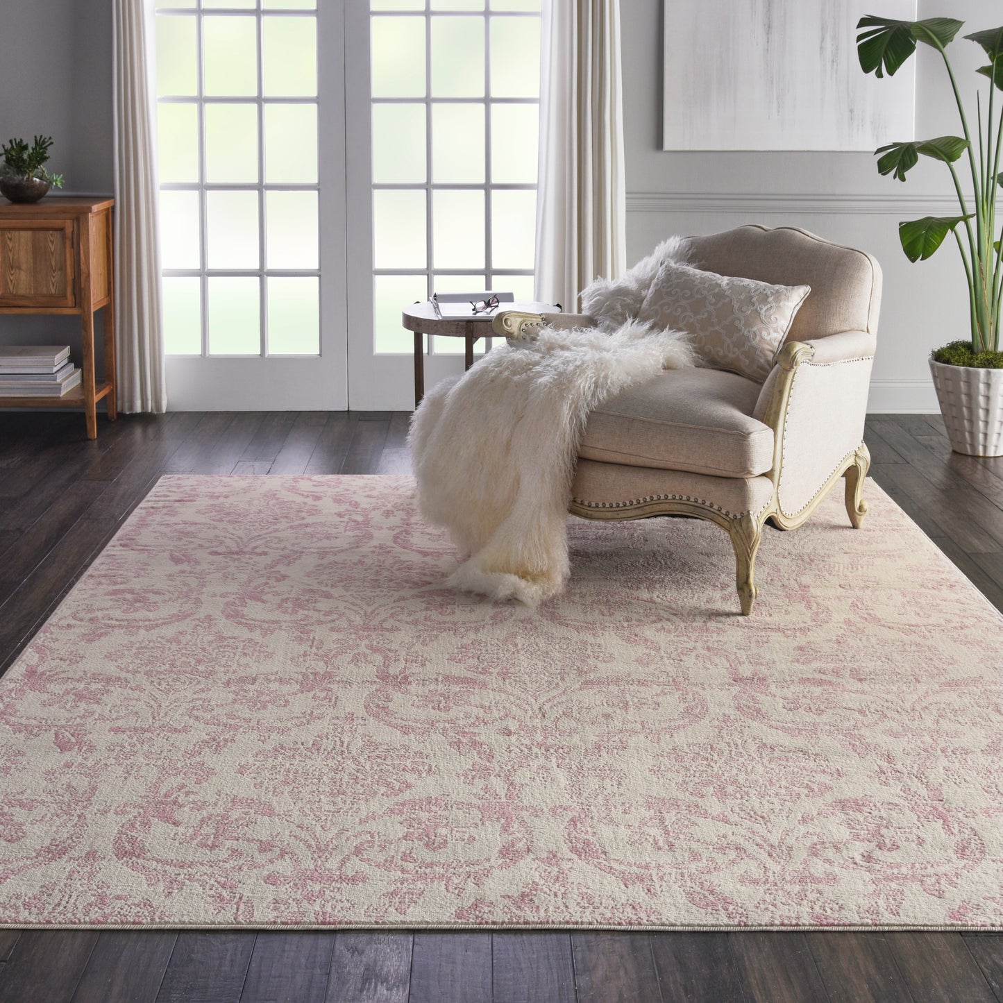 Nourison Jubilant 7'10" x 9'10" Ivory Pink Vintage Indoor Rug