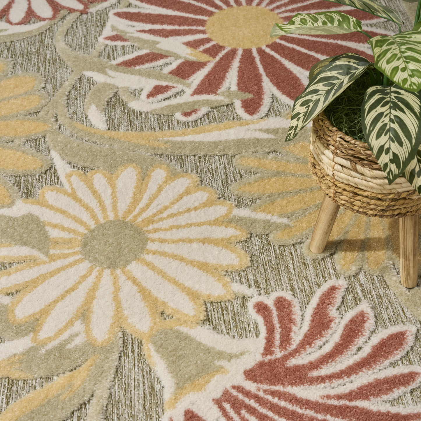 Nourison Aloha 9' x 12' Sage Rose Outdoor Rug