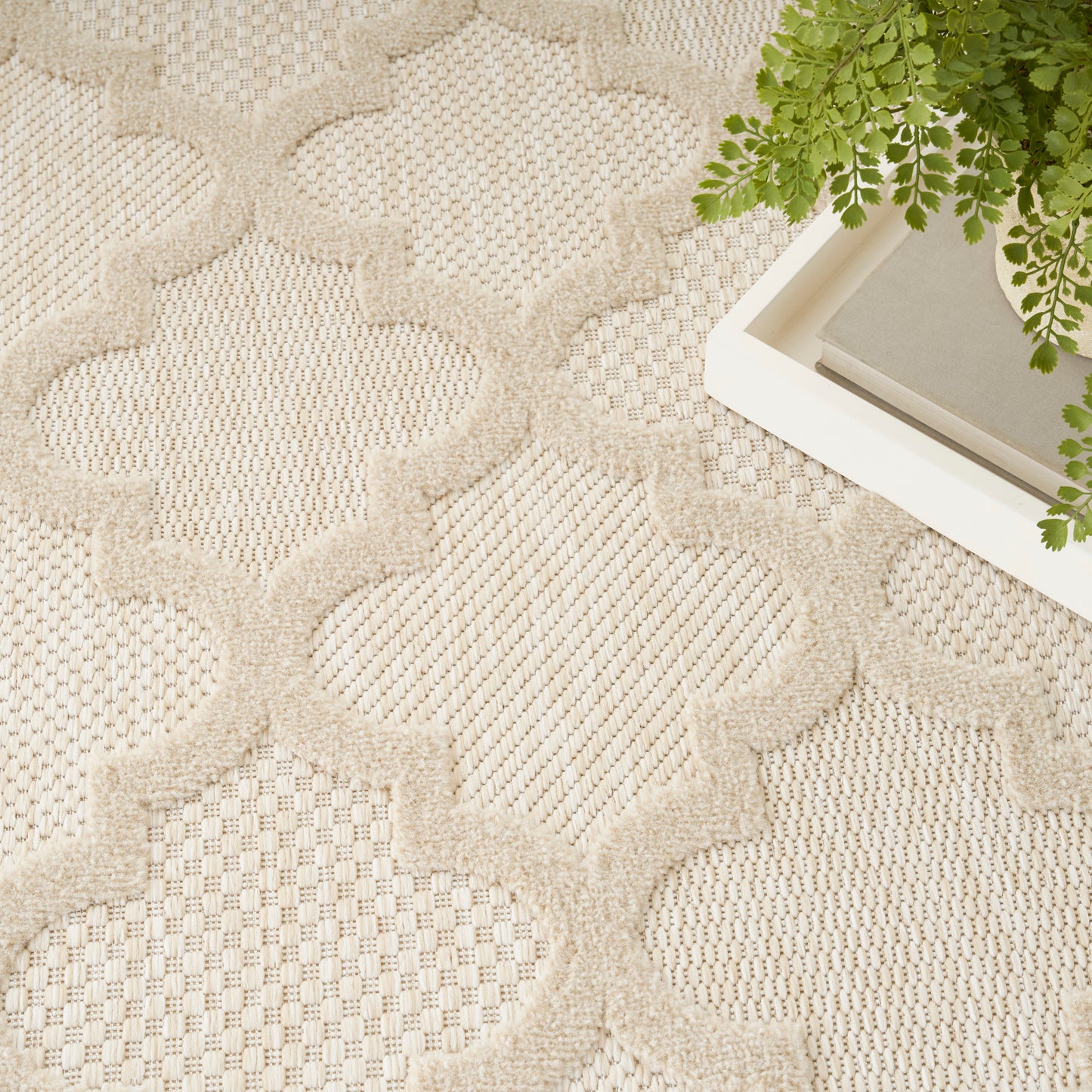 Nourison Easy Care 4' x 6' Cream Modern Rug