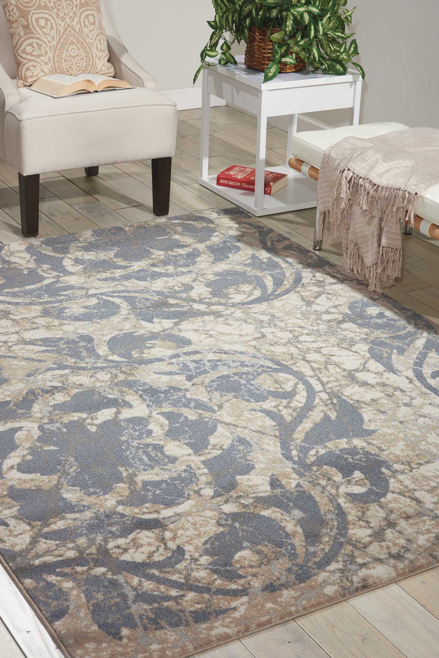 Nourison Maxell 9'3" x 12'9" Ivory/Blue Modern Indoor Rug
