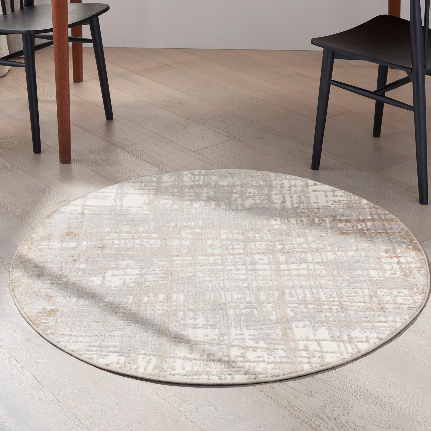 Calvin Klein CK950 Rush 4' x Round Ivory Taupe Modern Indoor Rug