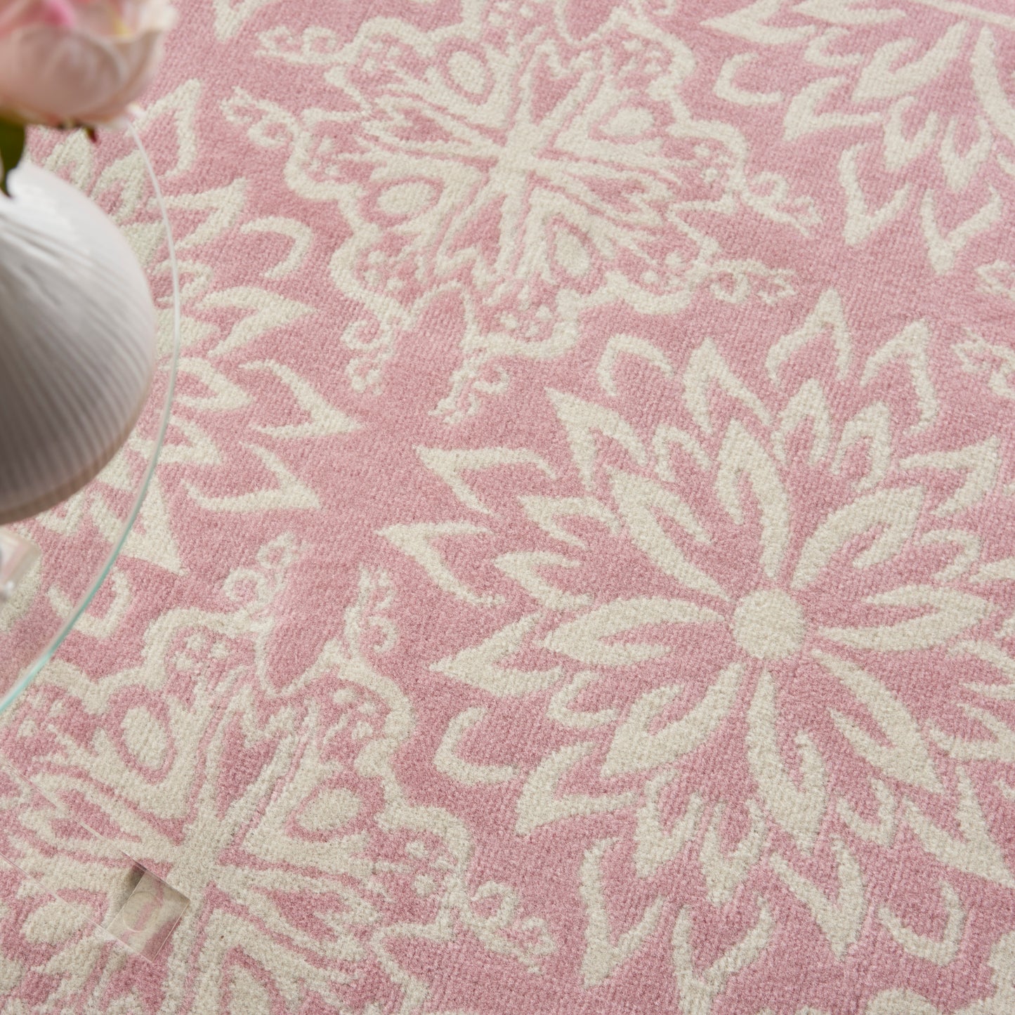 Nourison Jubilant 6' x 9' Ivory Pink Farmhouse Indoor Rug
