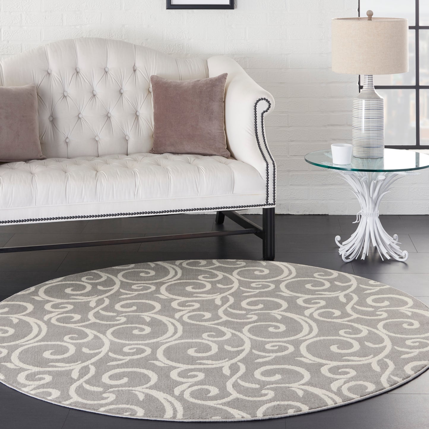Nourison Grafix 5'3" x Round Grey Contemporary Indoor Rug