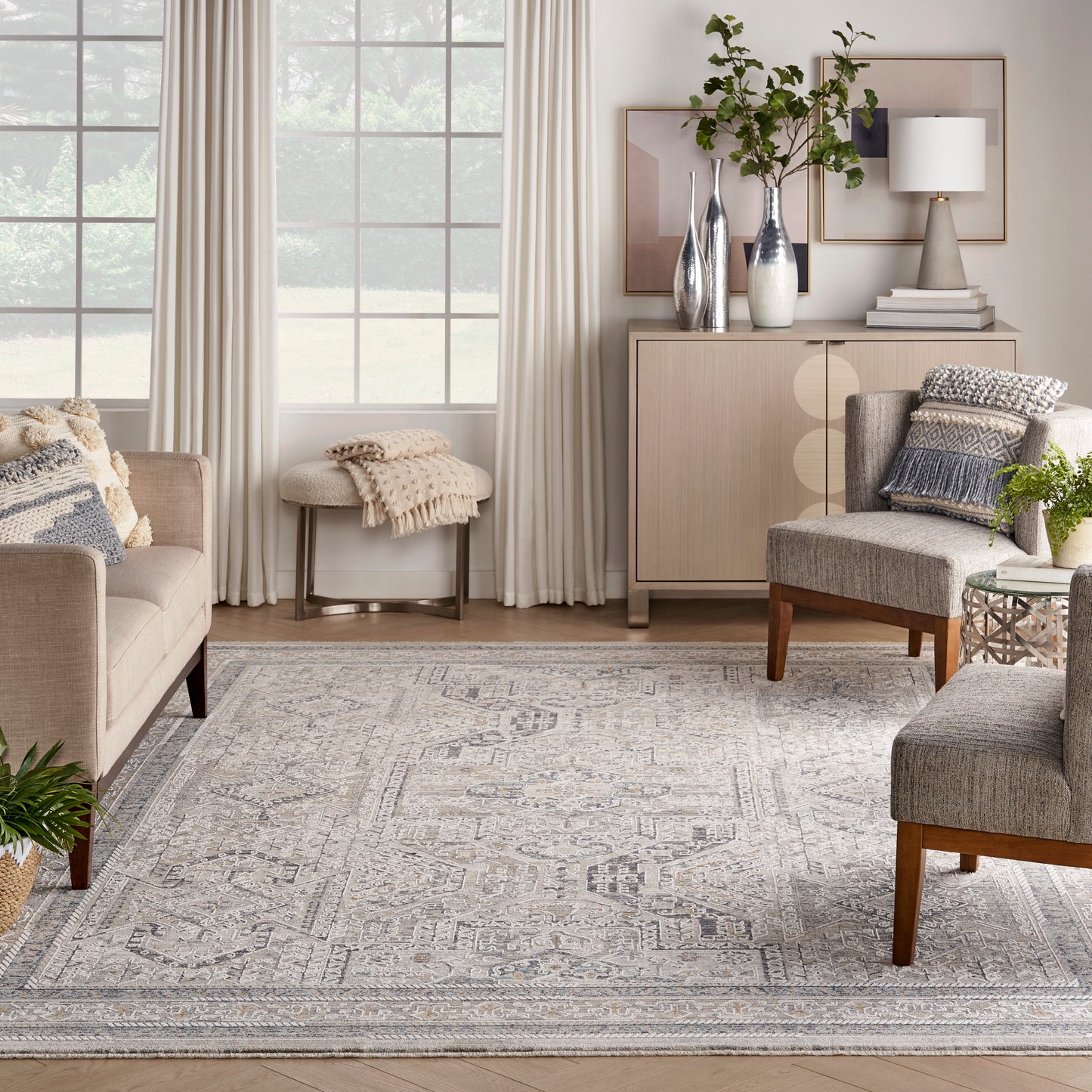 Nourison Lynx 7'10" x 10'1" Ivory/Grey/Blue Vintage Indoor Rug