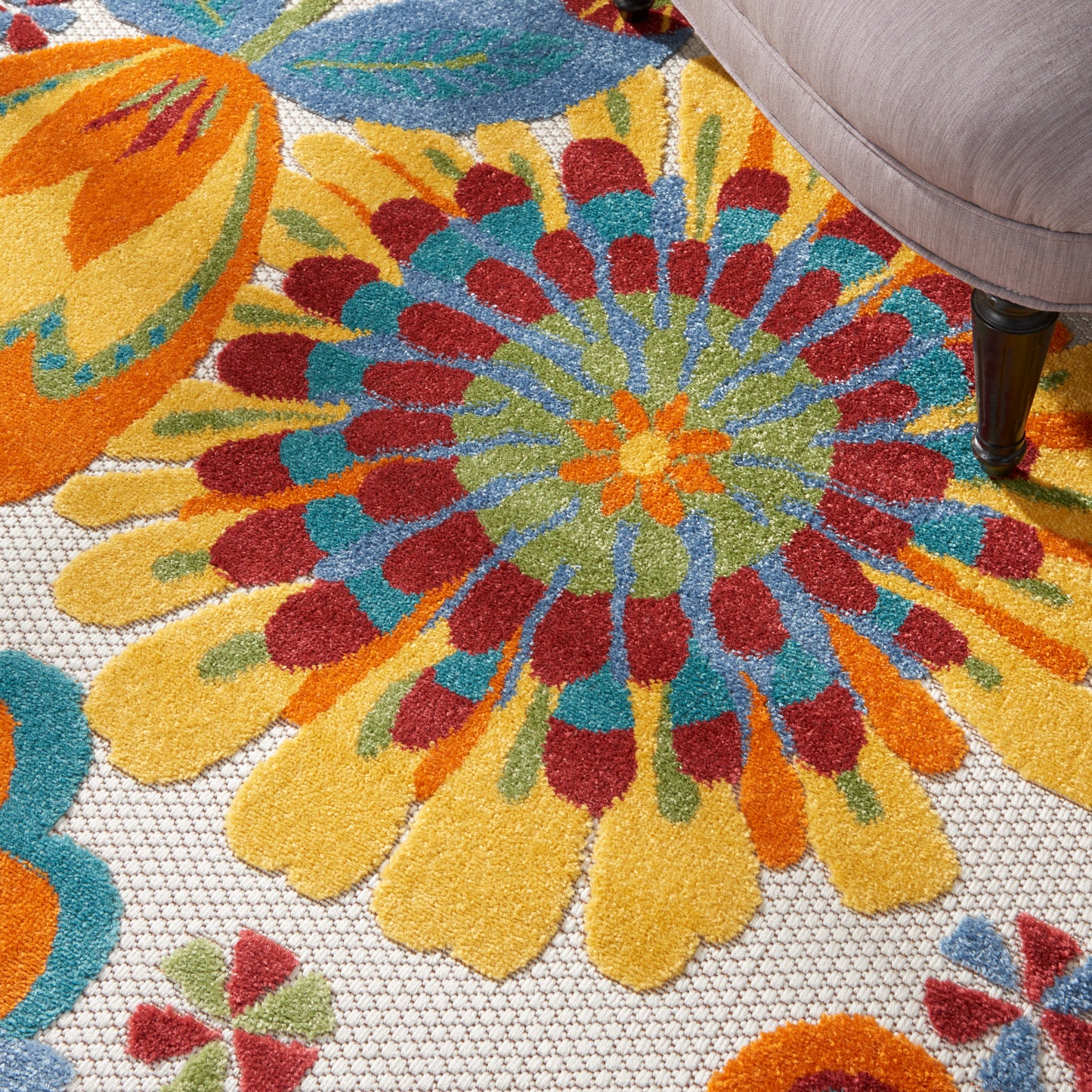 Nourison Aloha 5'3" x Round Multicolor Contemporary Rug