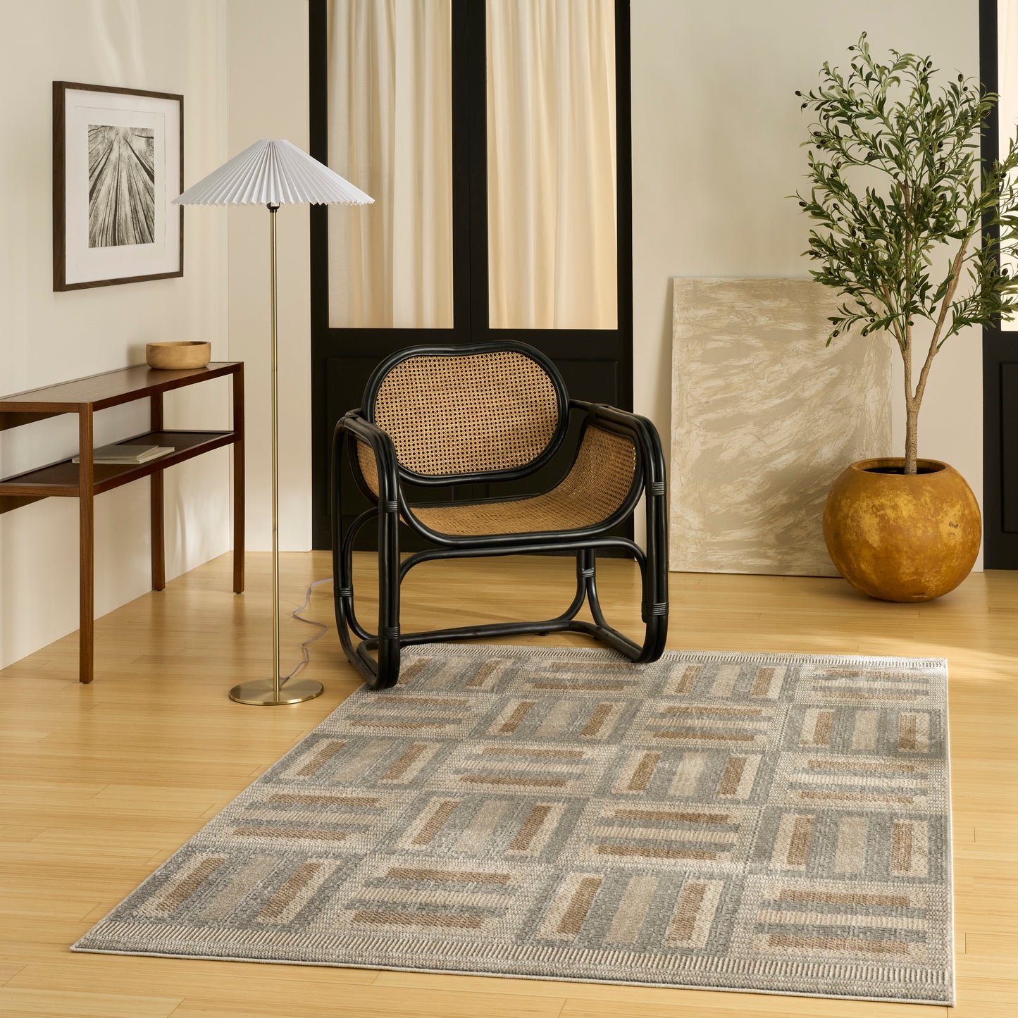Nourison Nordic 4' x 6' Grey Multicolor Modern Indoor Rug