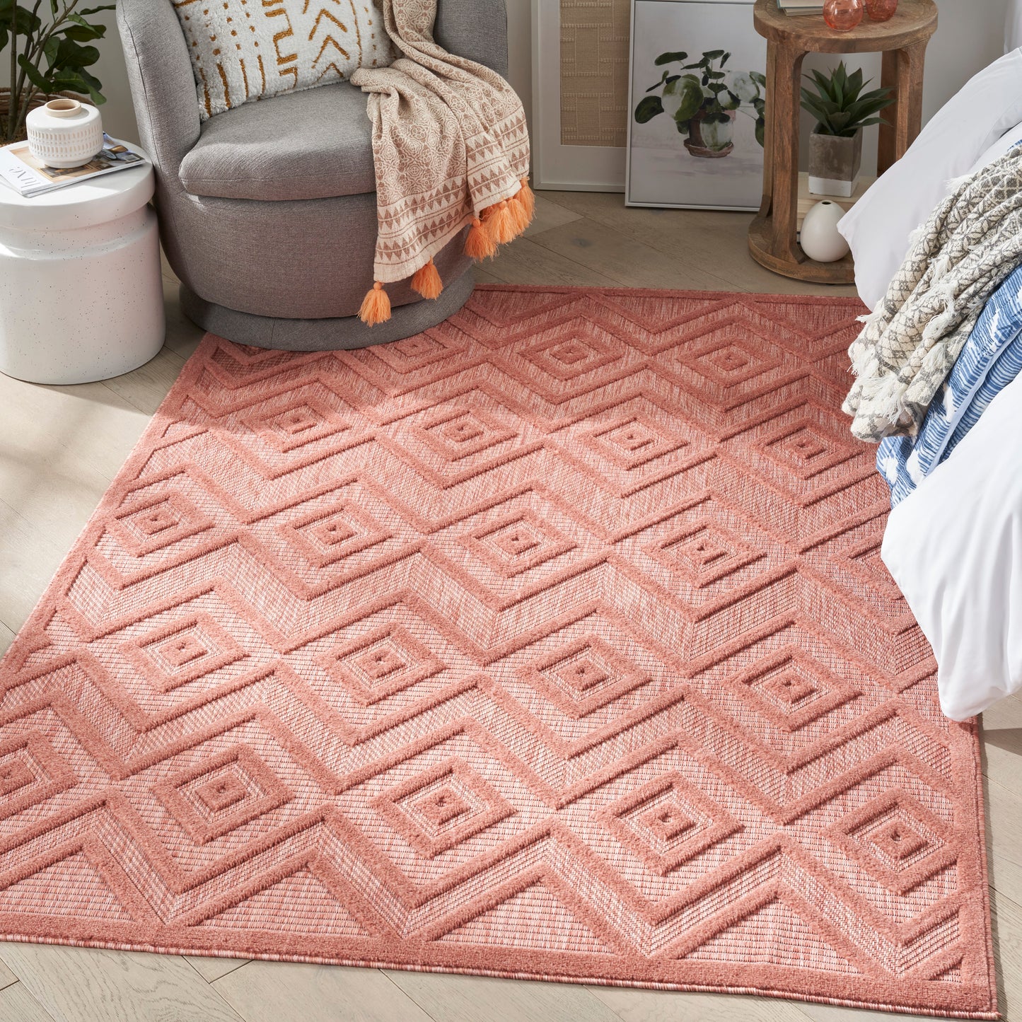 Nourison Versatile 5' x 7' Coral Orange Modern Rug