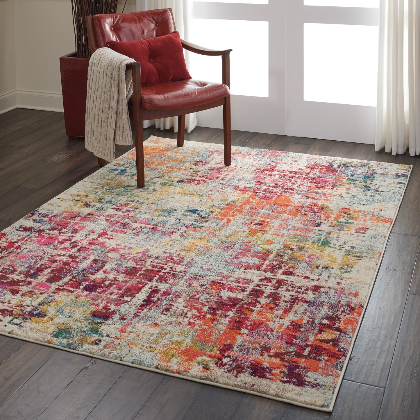 Nourison Celestial 5'3" x 7'3" Pink/Multicolor Modern Indoor Rug