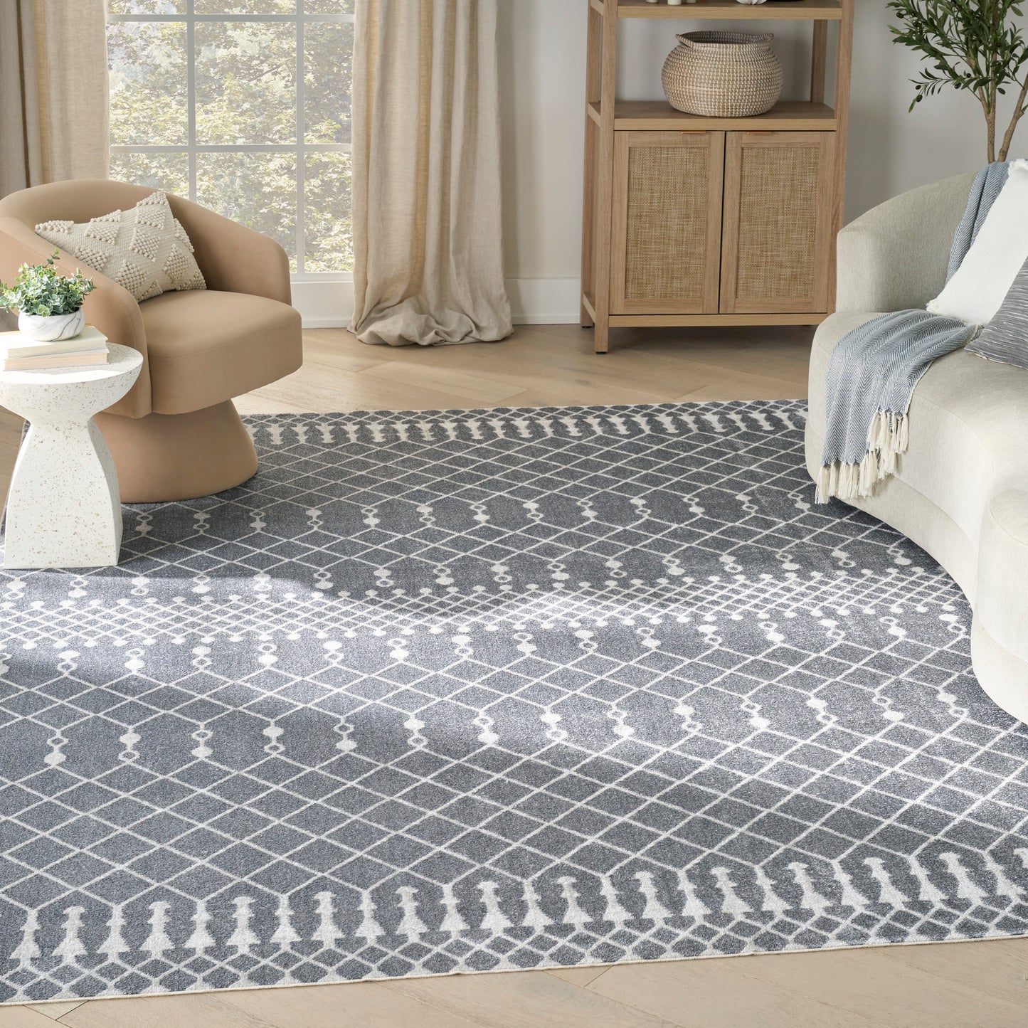 Nourison Astra Machine Washable 9' x 12' Denim Bohemian Indoor Rug