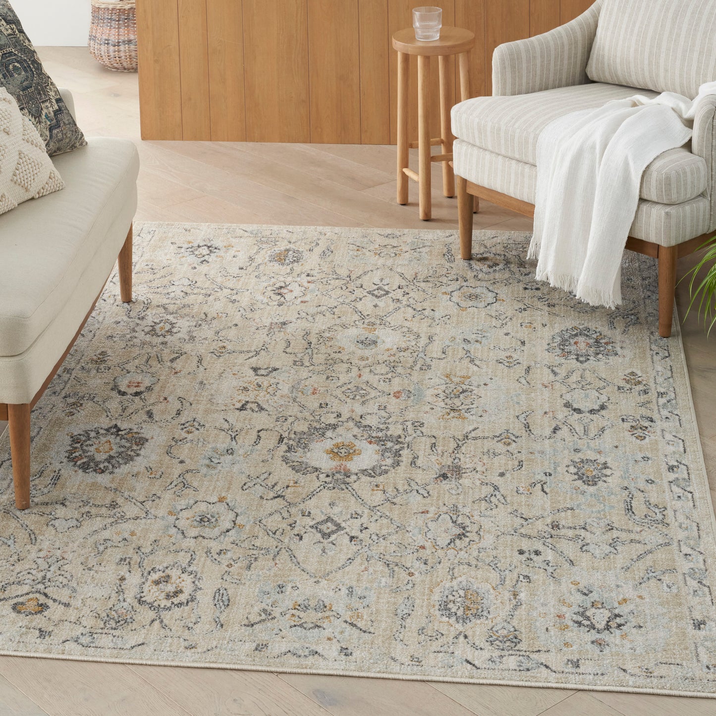 Nourison Oushak Home 6' x 9' Cream Vintage Indoor Rug