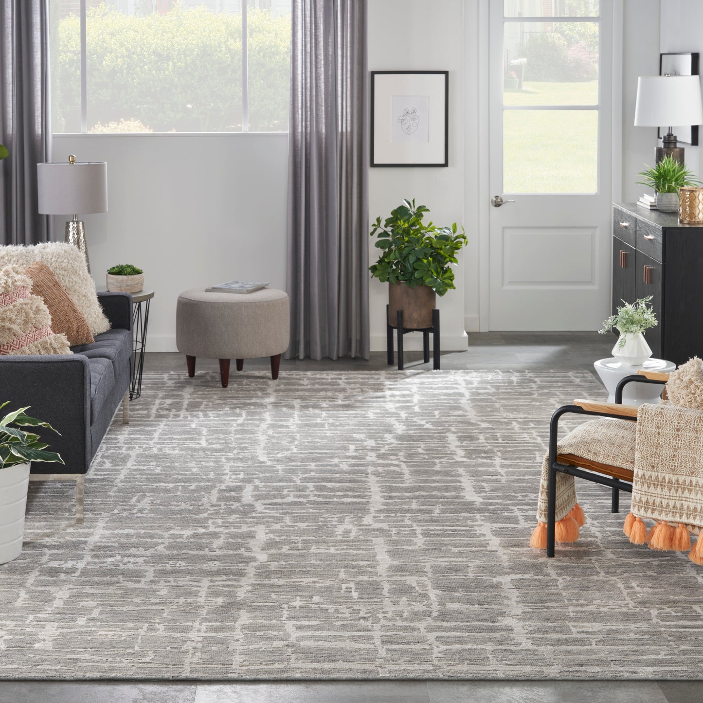 Nourison Luna 9'9" x 13'9" Grey Silver Modern Indoor Rug