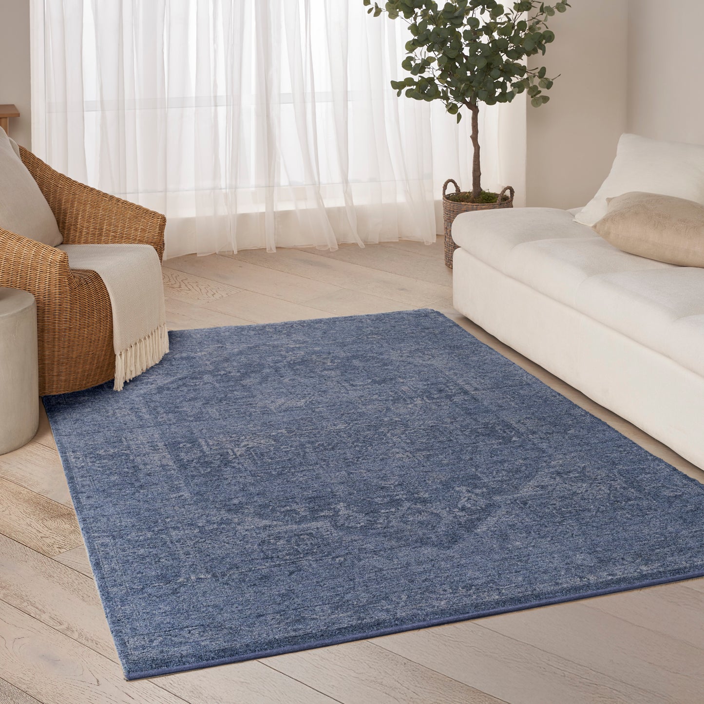 DKNY Pure Shades 5'3" x 7'8" Blue Vintage Indoor Rug