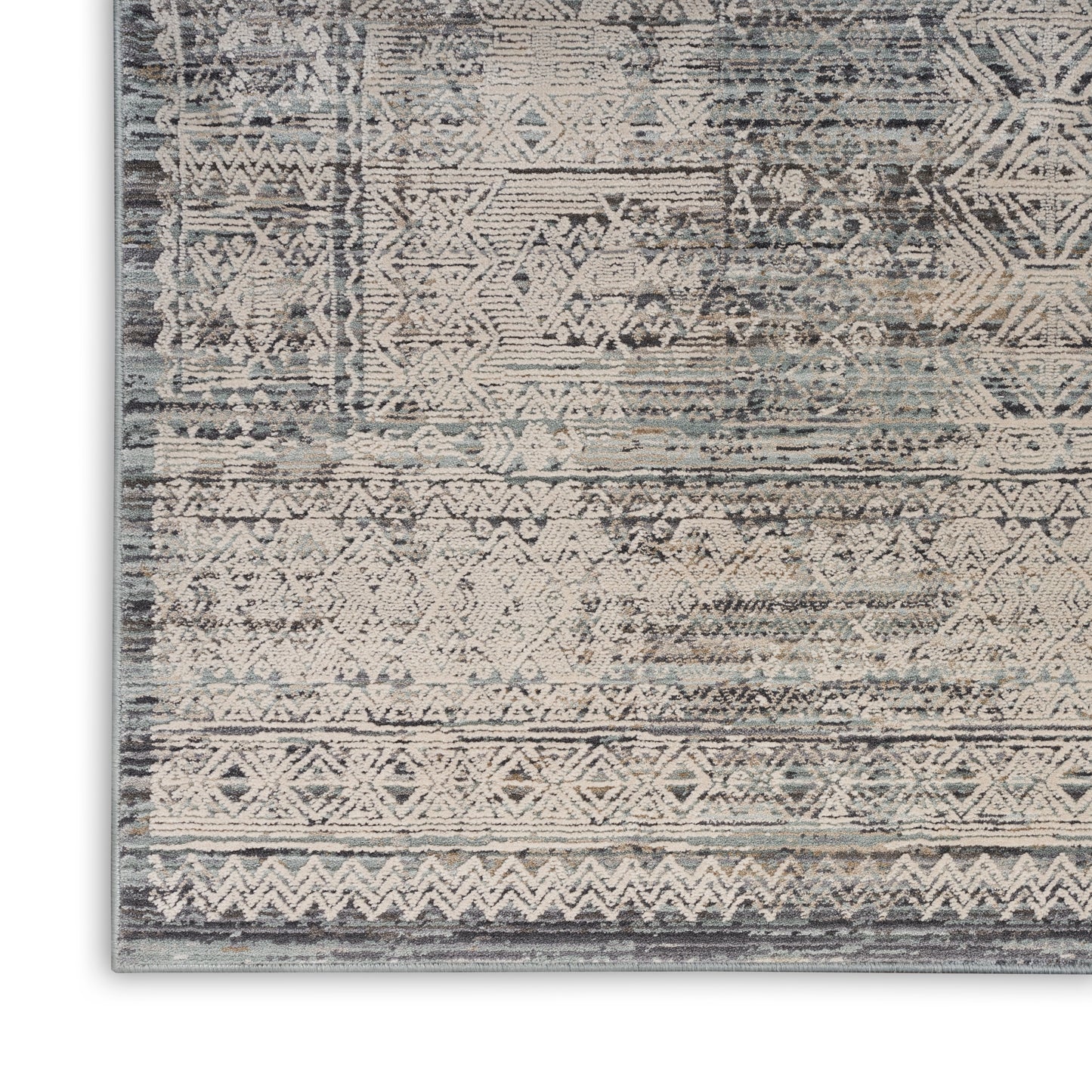 Nourison Lynx 2'3" x 12' Ivory Blue Vintage Indoor Rug