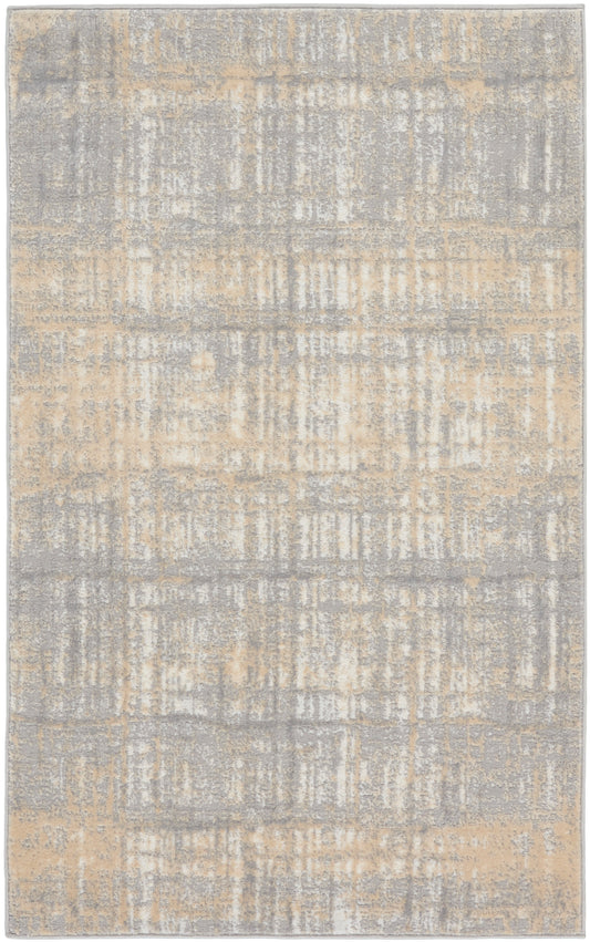 Calvin Klein CK005 Enchanting 3'2" x 5' Grey Ivory Modern Indoor Rug