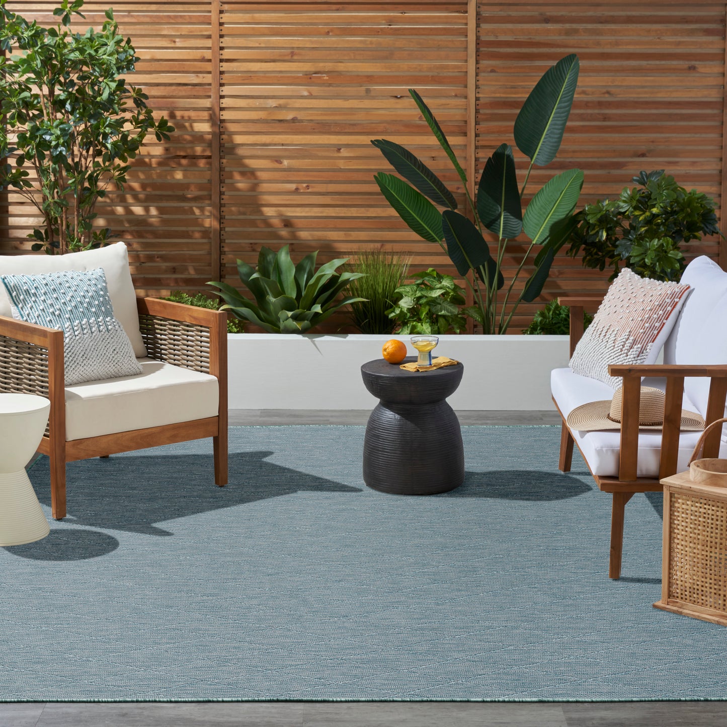 Nourison Washable Solutions 9' x 12' Aqua Modern Rug