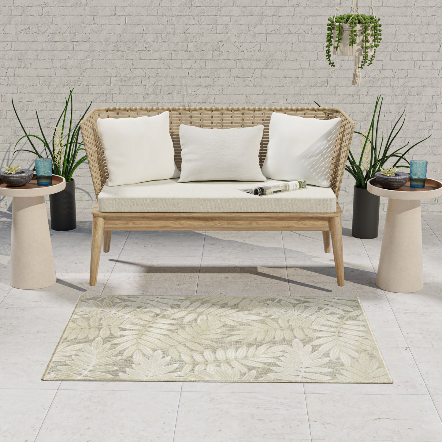 Nourison Aloha 2'8" x 4' Ivory Sage Modern Rug