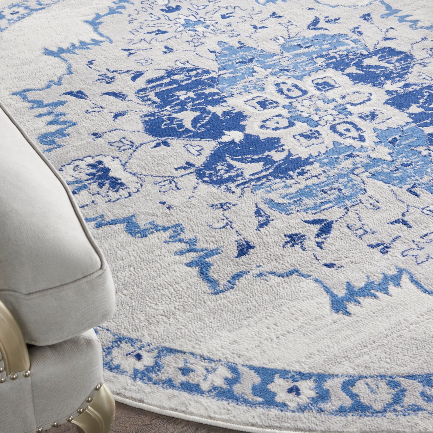 Nourison Whimsicle 8' x Round Ivory Blue Bohemian Indoor Rug