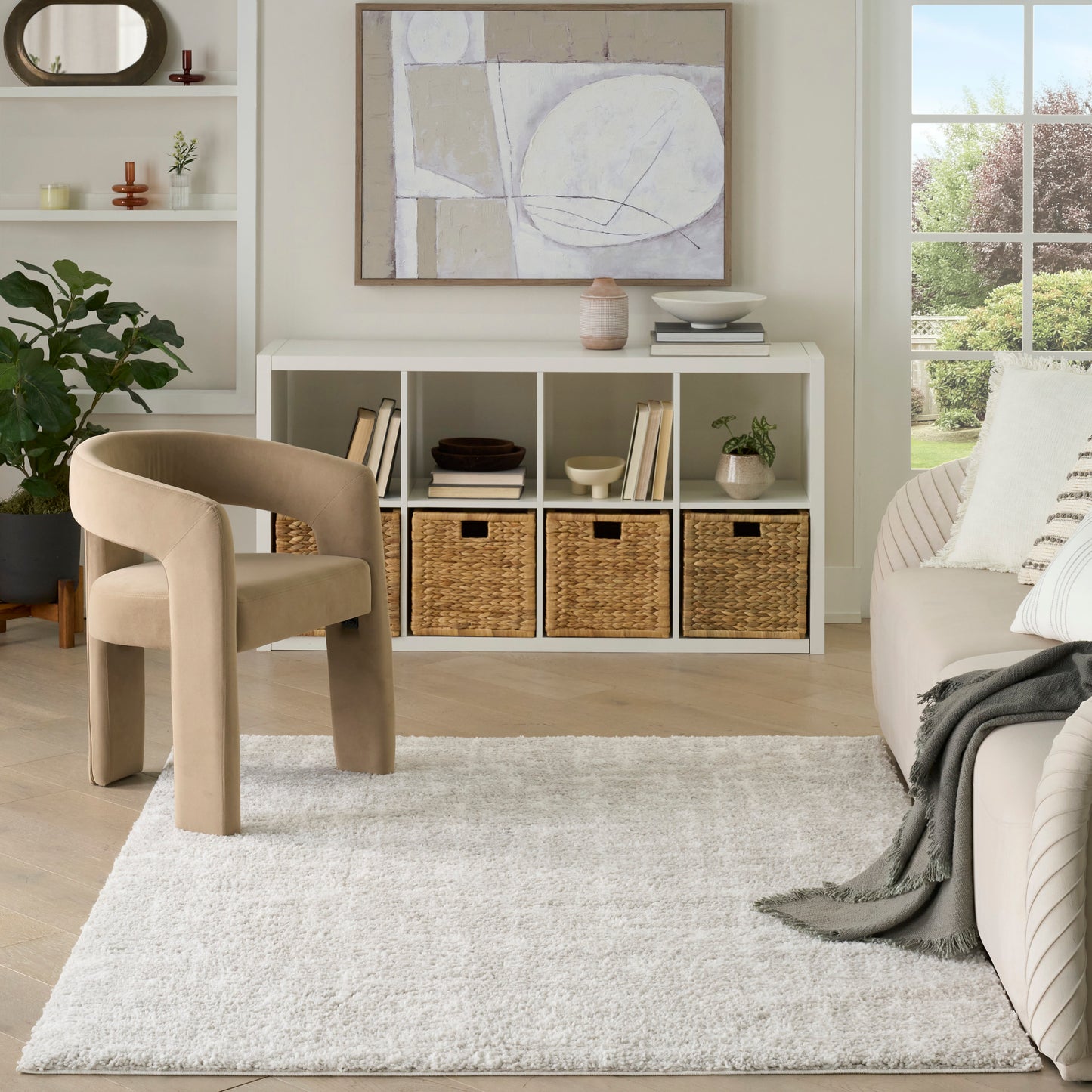 Nourison Modern Shag 3'11" x 5'11" Grey Ivory Modern Indoor Rug